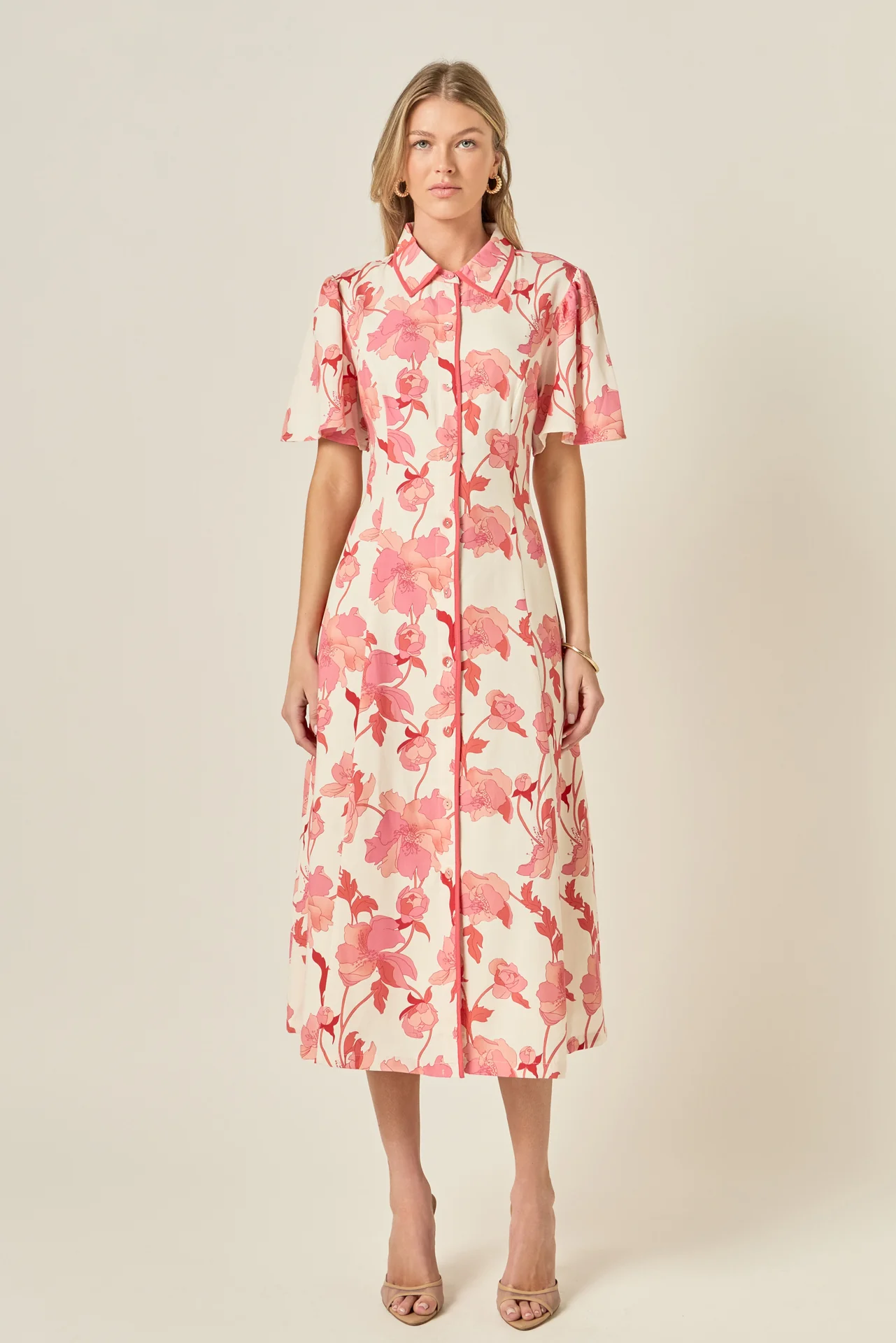 Floral Button-Front Midi Shirt Dress - Image 7