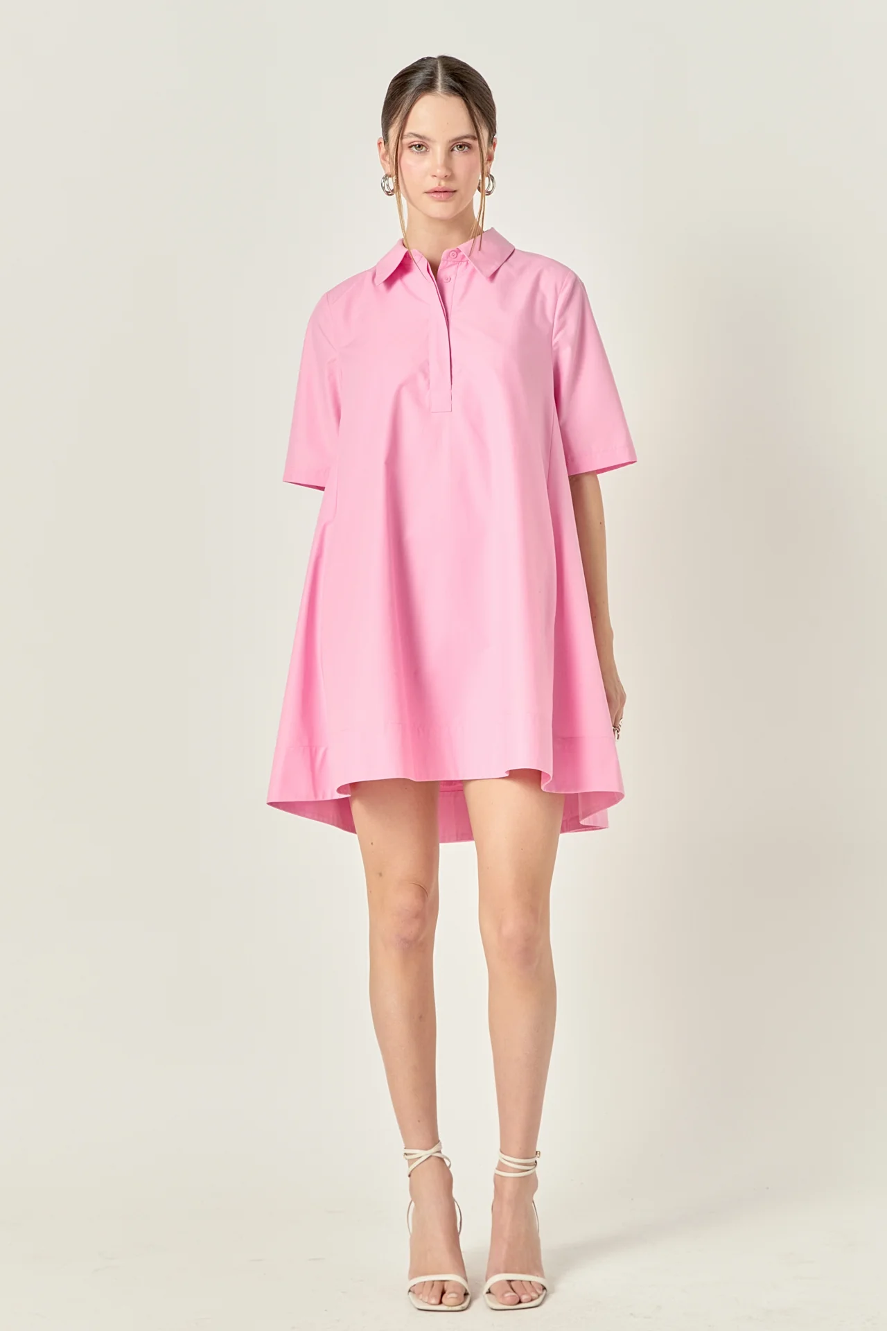 A-line Short Sleeve Shirt Dress - Image 13