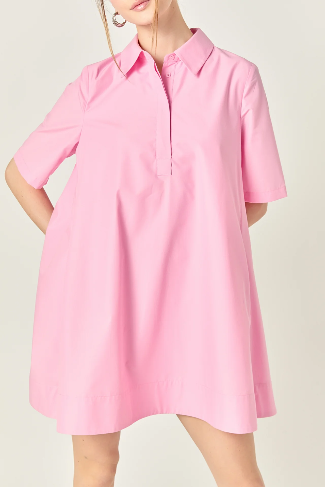 A-line Short Sleeve Shirt Dress - Image 14