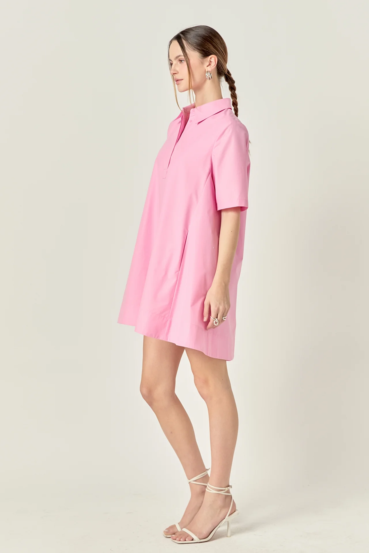 A-line Short Sleeve Shirt Dress - Image 15