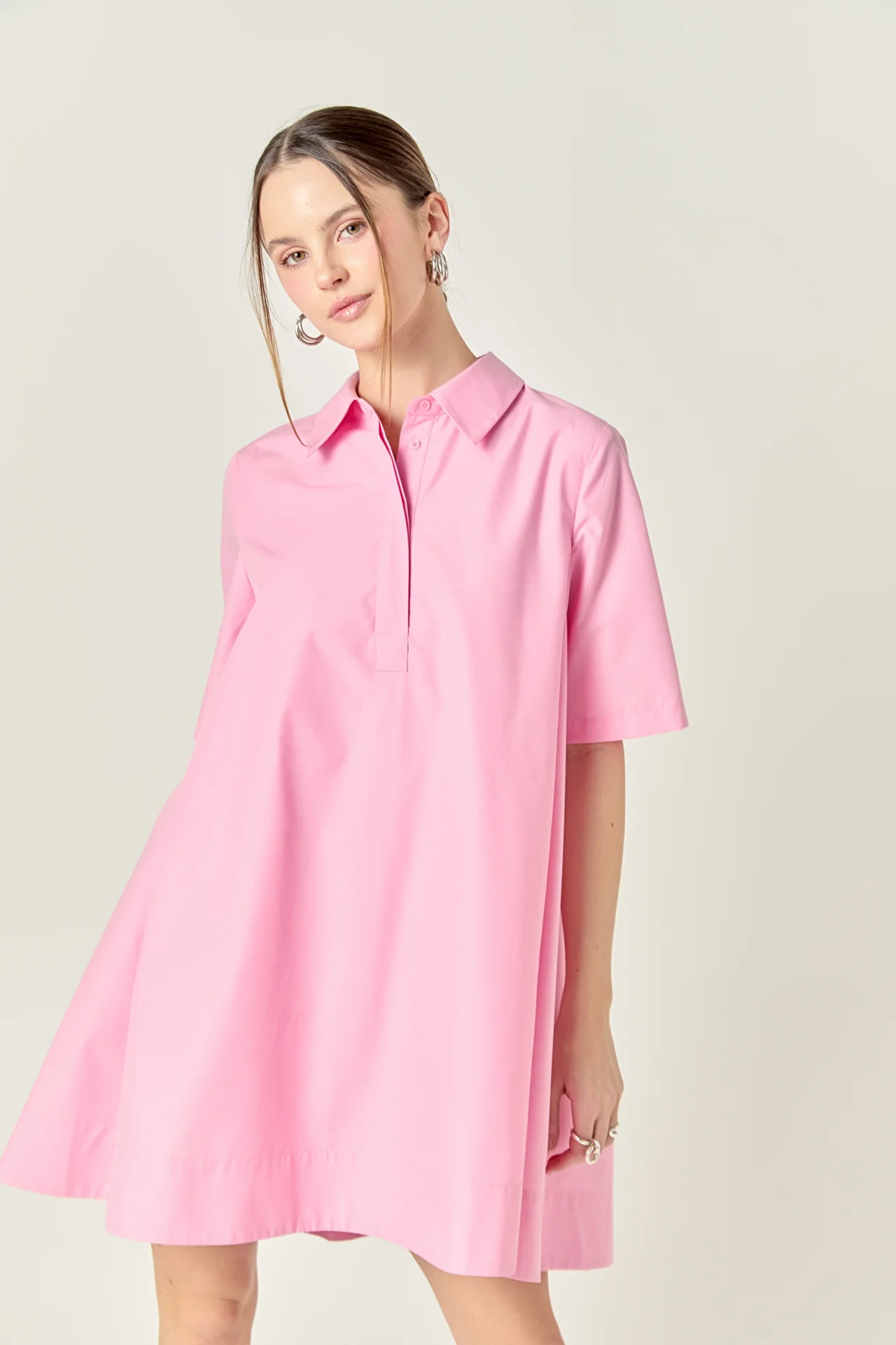 A-line Short Sleeve Shirt Dress - Image 17