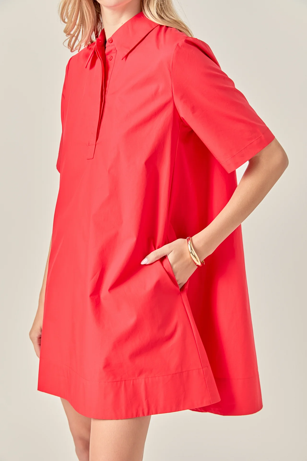 A-line Short Sleeve Shirt Dress - Image 19