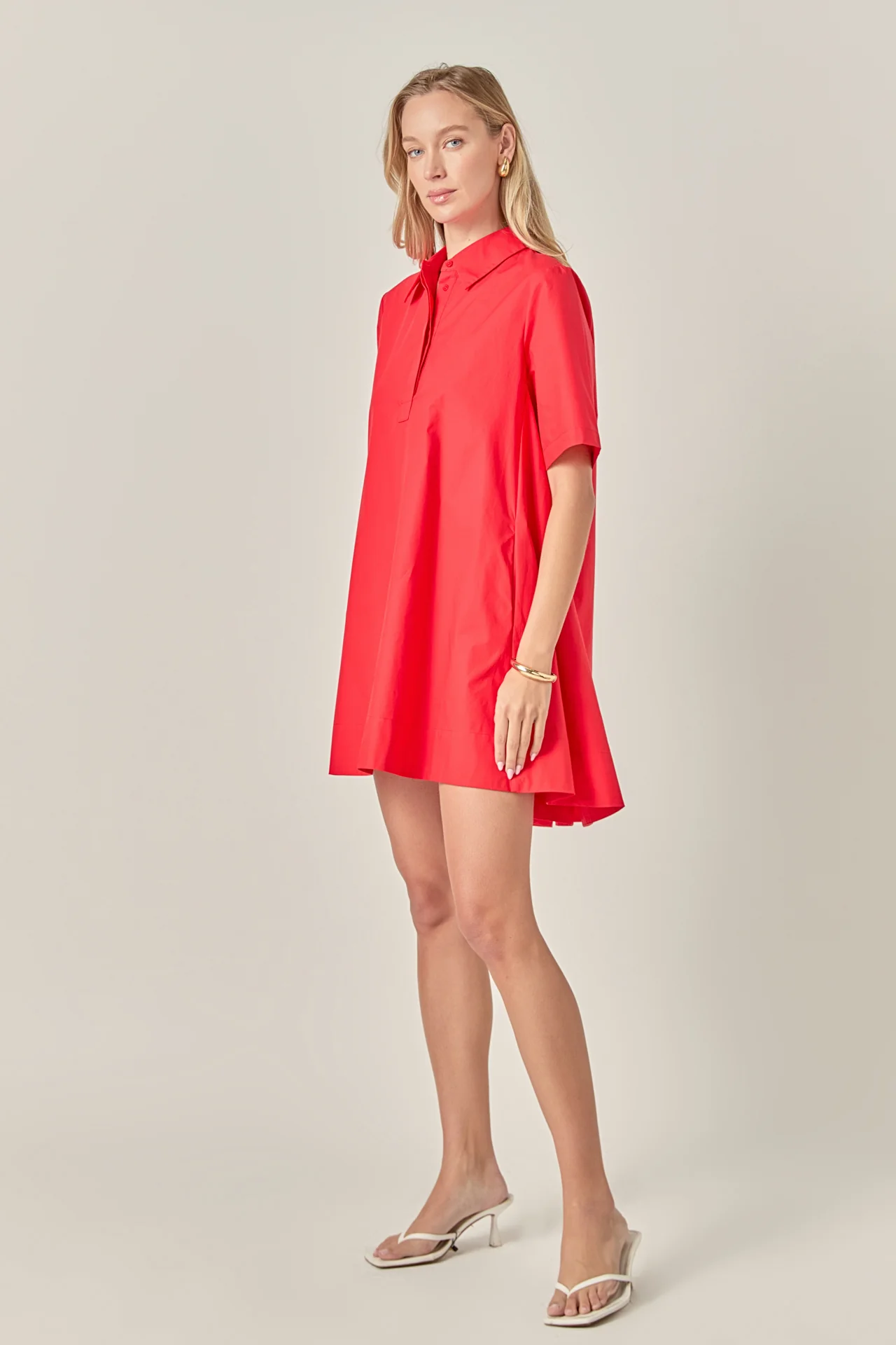 A-line Short Sleeve Shirt Dress - Image 20