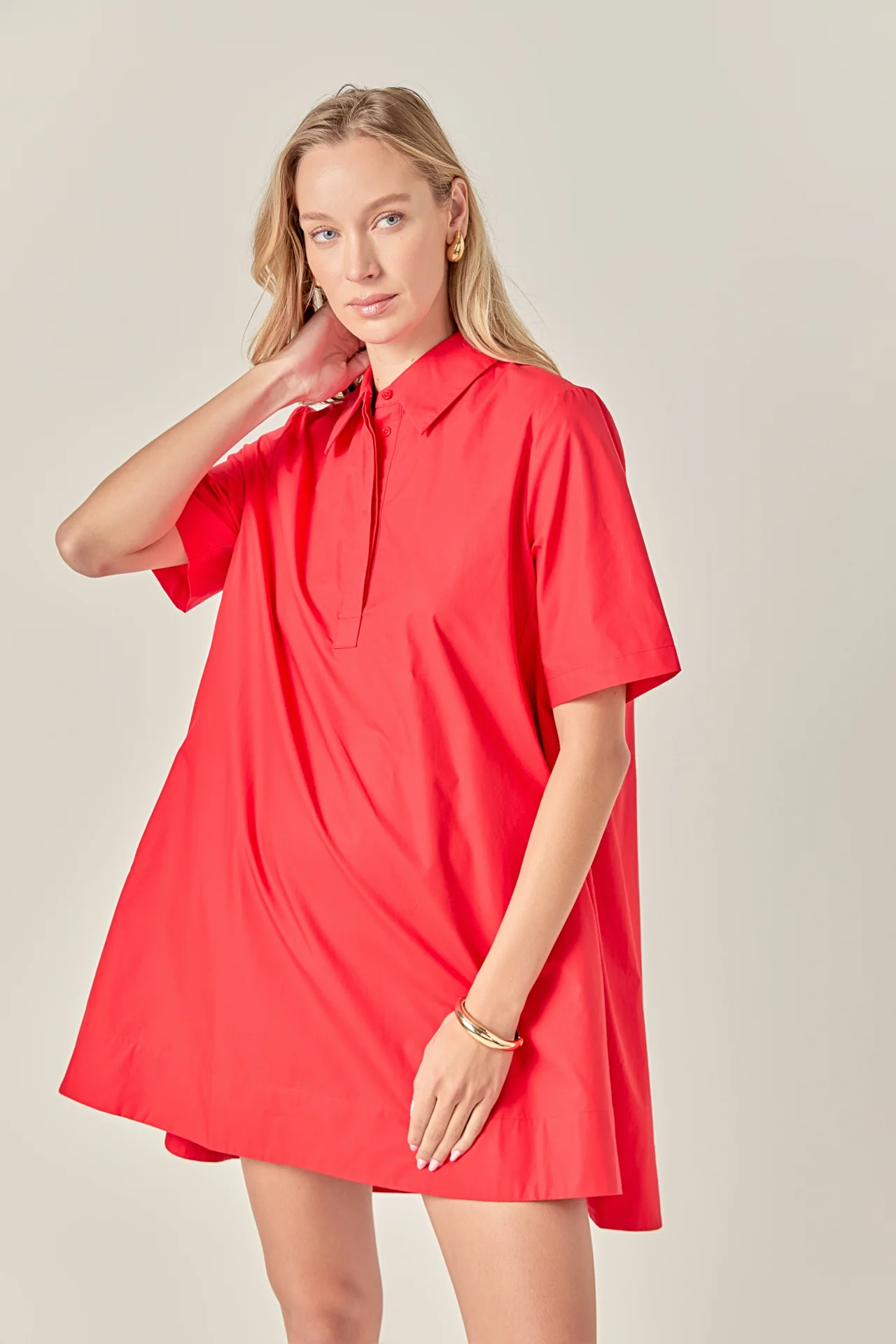 A-line Short Sleeve Shirt Dress - Image 22