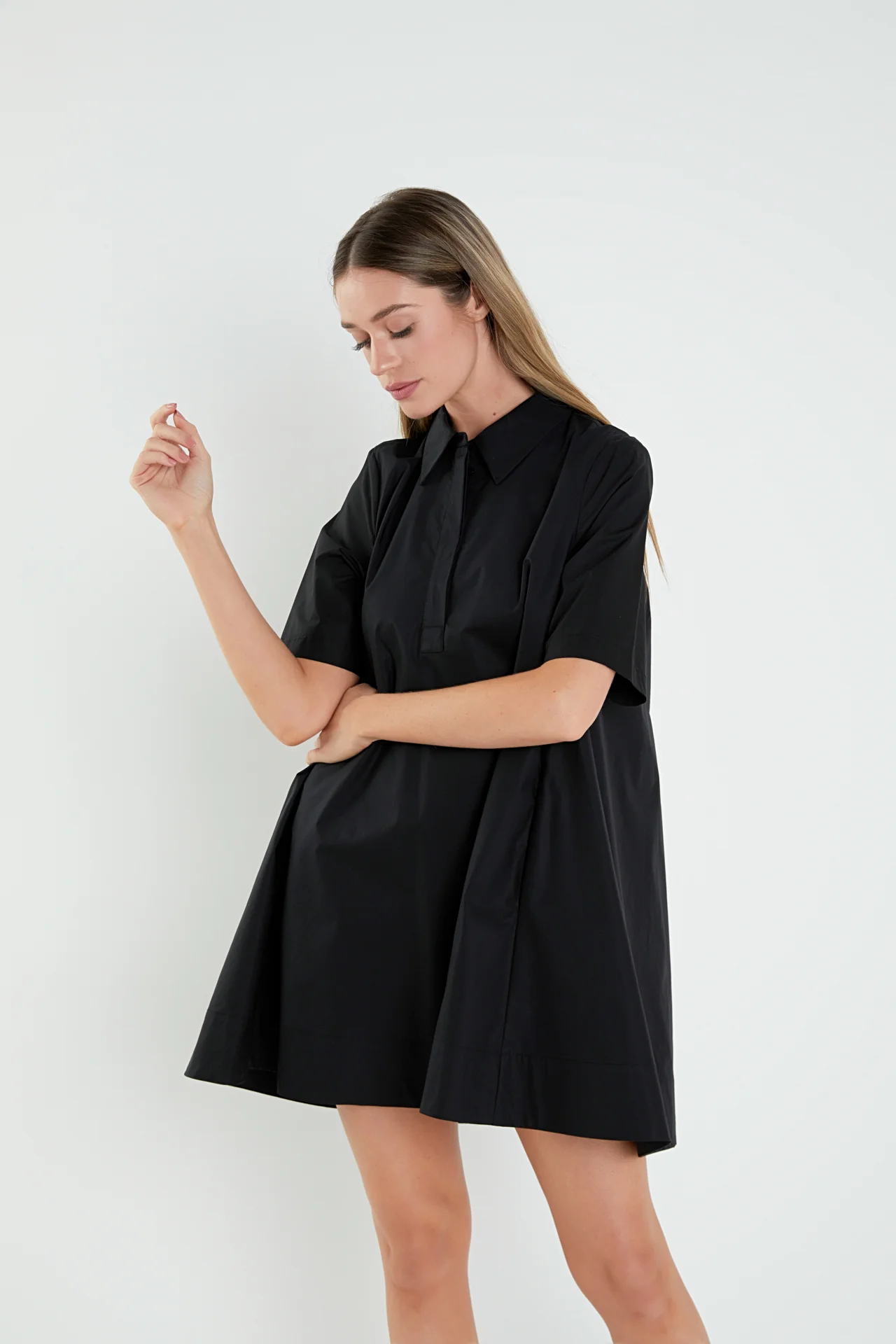 A-line Short Sleeve Shirt Dress - Image 27