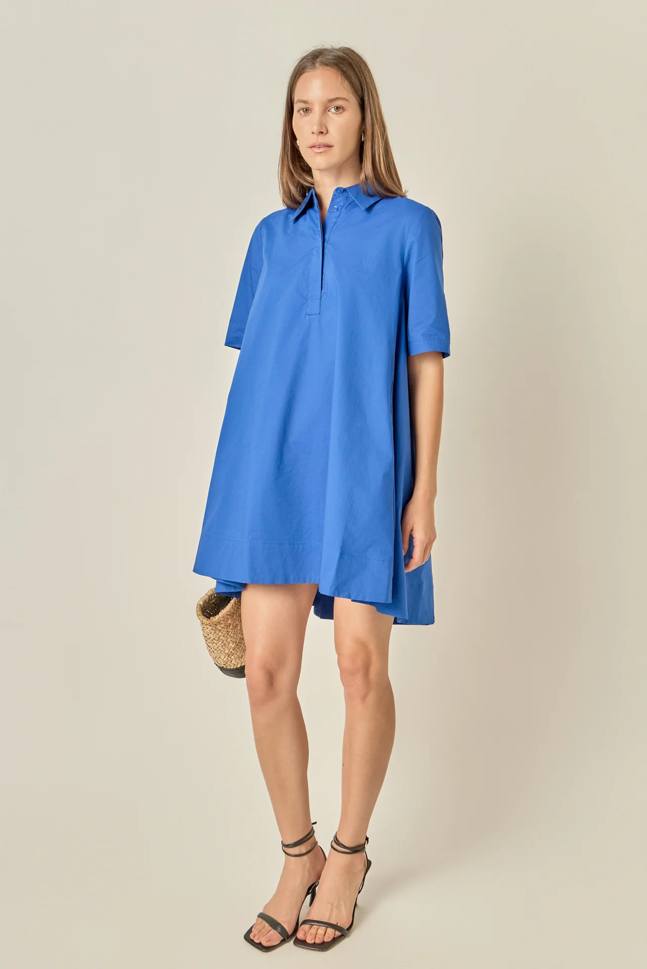 A-line Short Sleeve Shirt Dress - Image 3