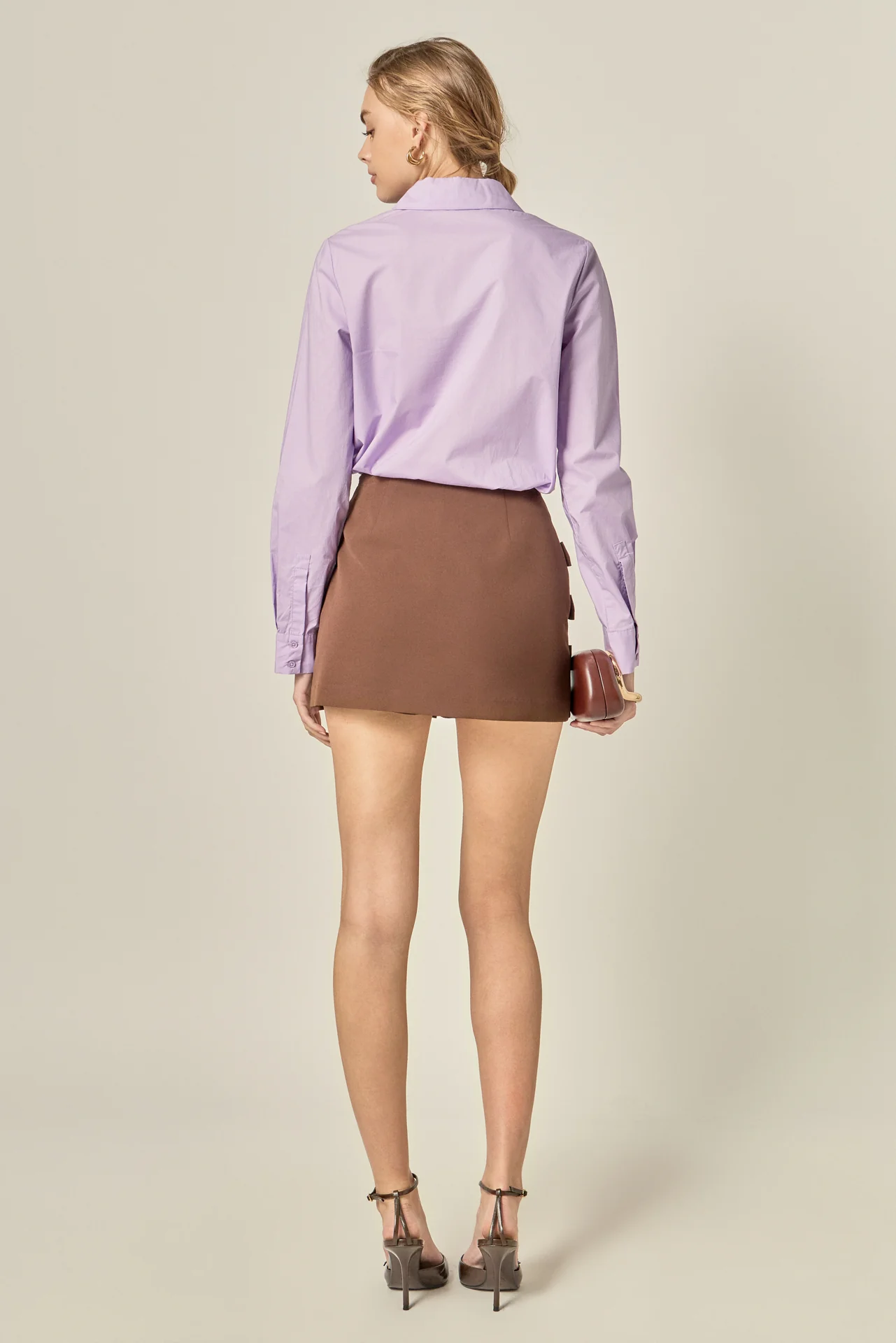 Cuff Sleeve Accent Collar Poplin Dress Shirt - Image 4