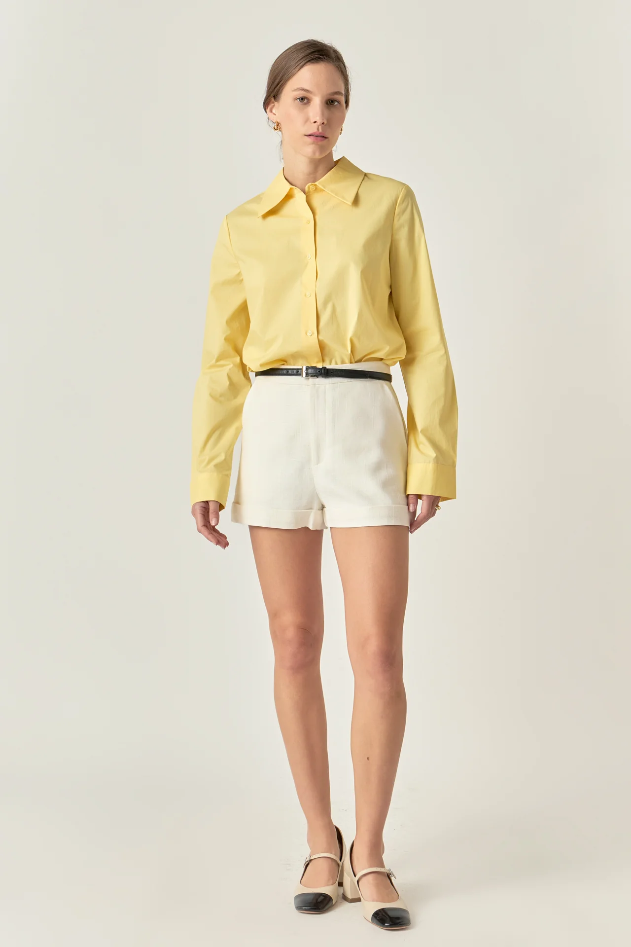 Cuff Sleeve Accent Collar Poplin Dress Shirt - Image 7