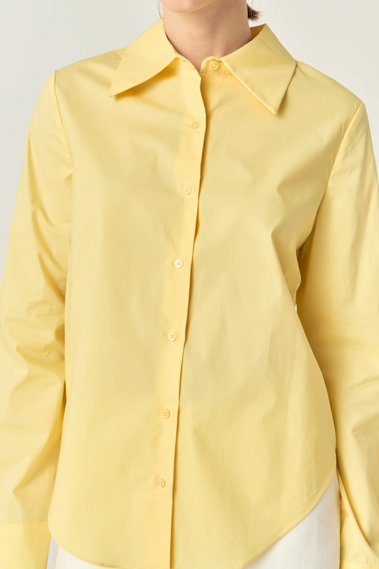 Cuff Sleeve Accent Collar Poplin Dress Shirt - Image 8