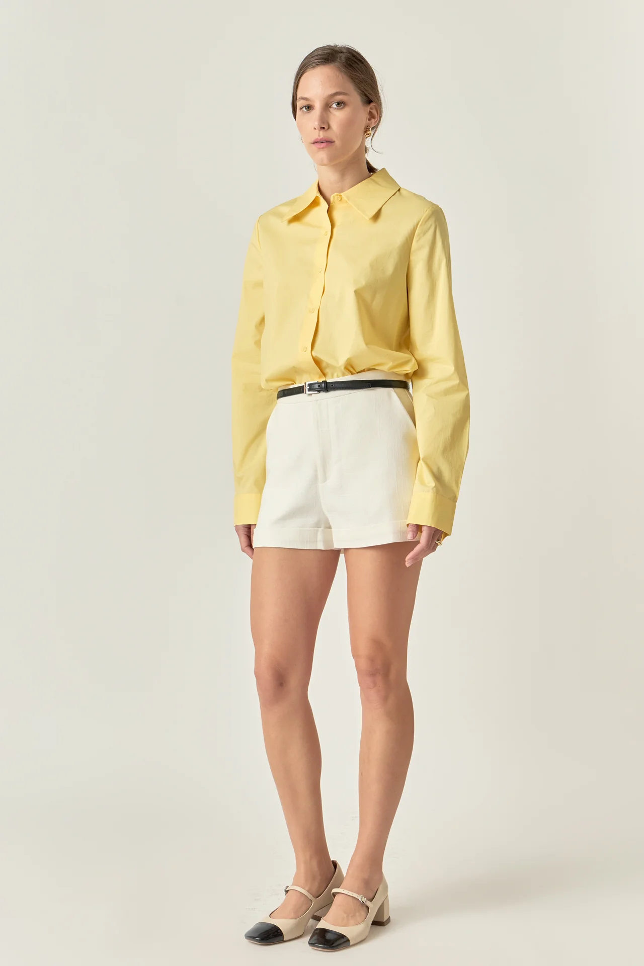 Cuff Sleeve Accent Collar Poplin Dress Shirt - Image 9