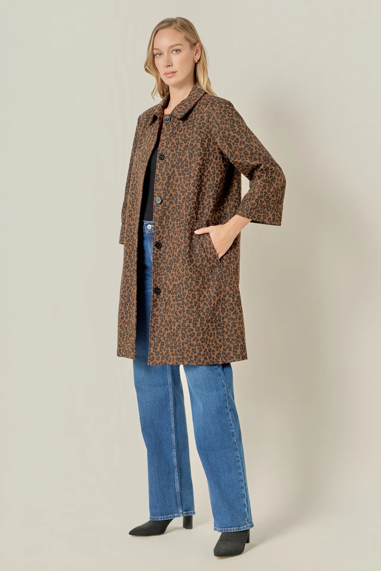 Animal Print Trench Coat - Image 3