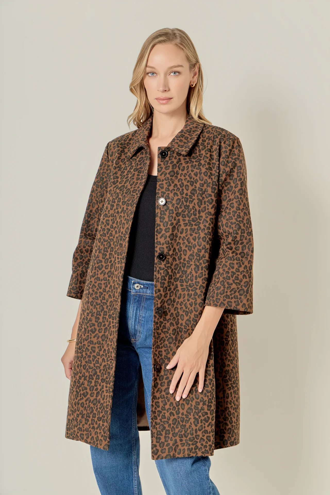 Animal Print Trench Coat - Image 5