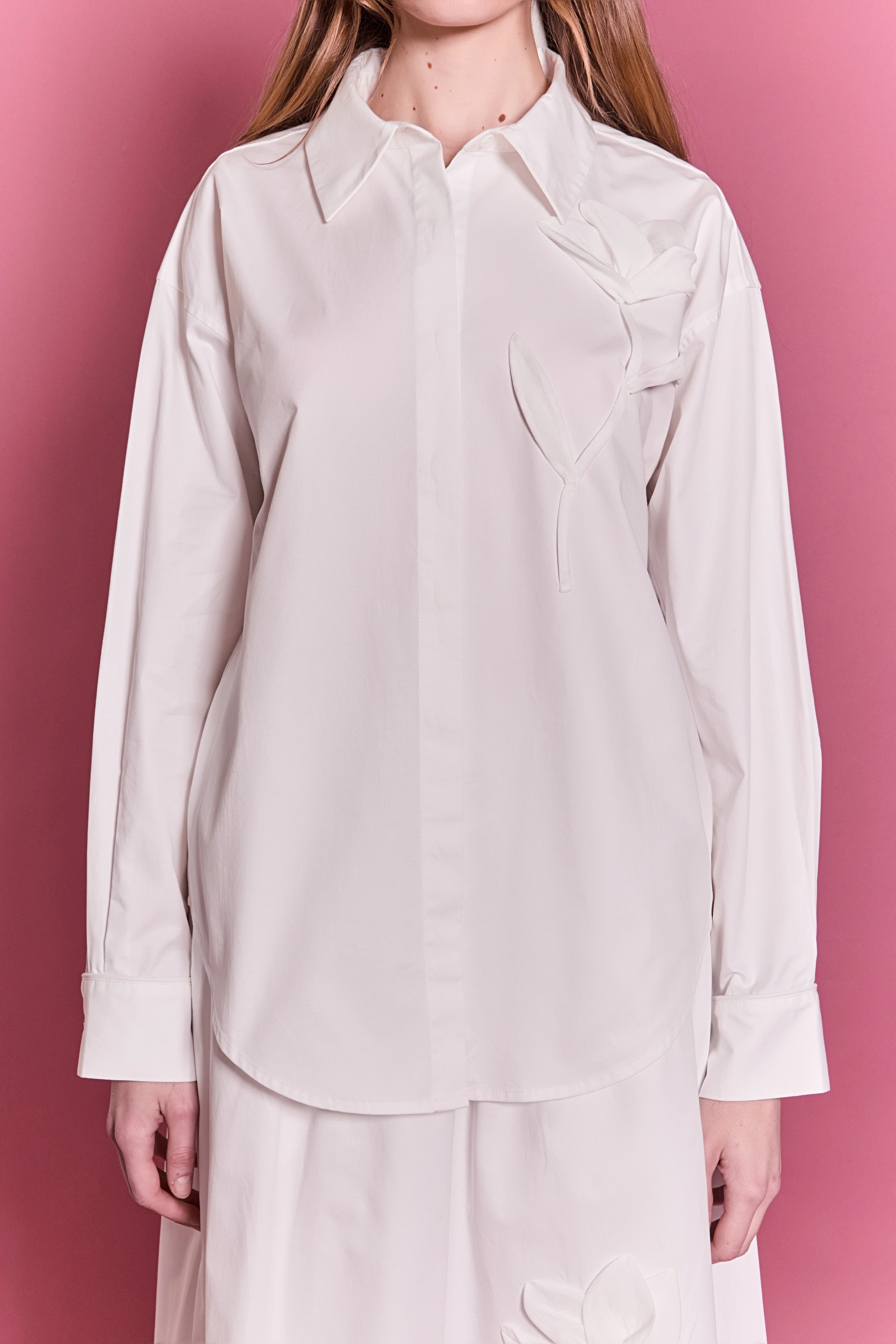 Floral Applique Collared Shirt - Image 2