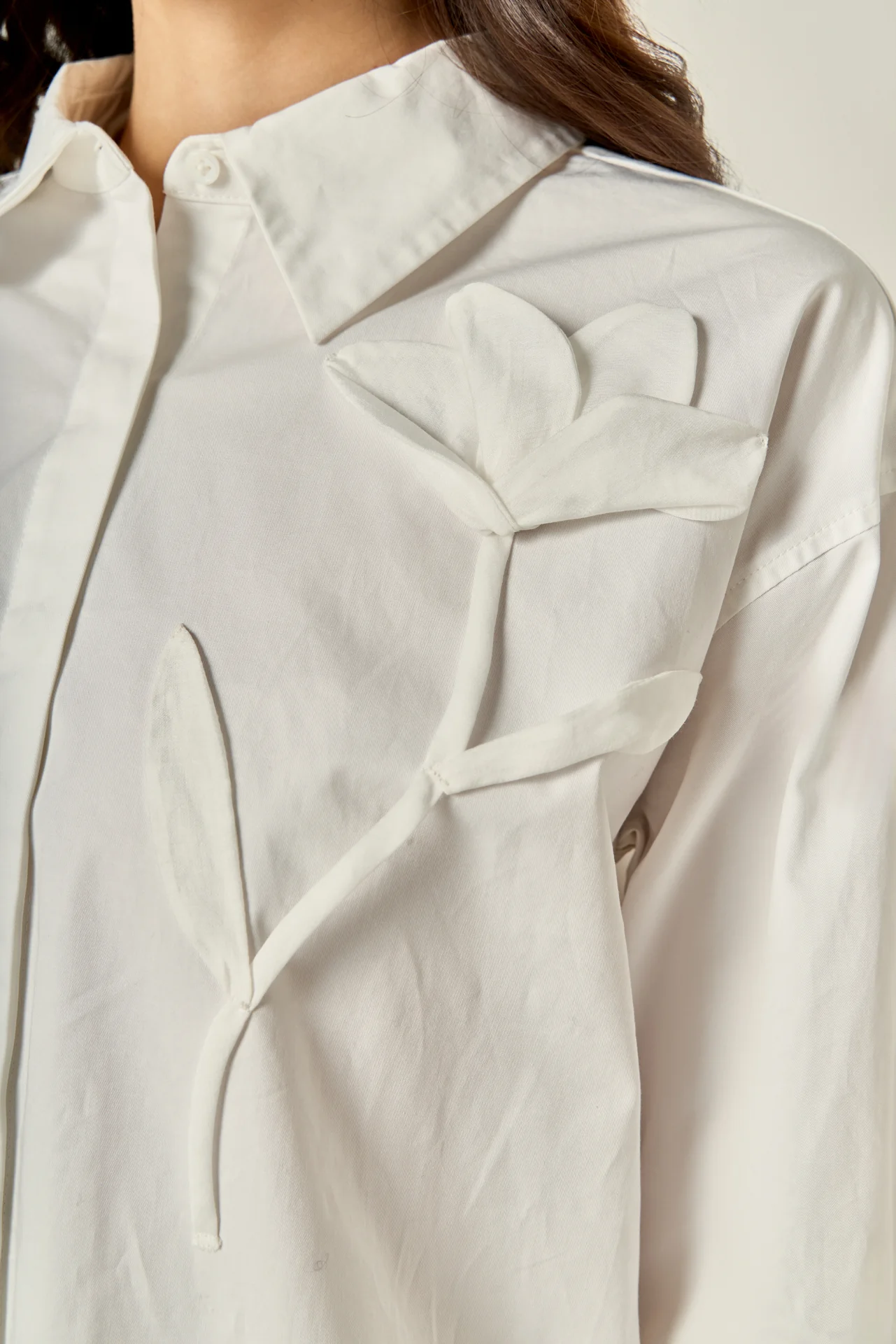 Floral Applique Collared Shirt - Image 8