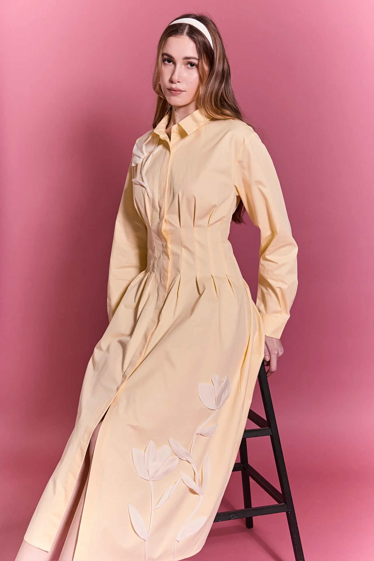Structured Waist Applique Shirt Dress - Image 7