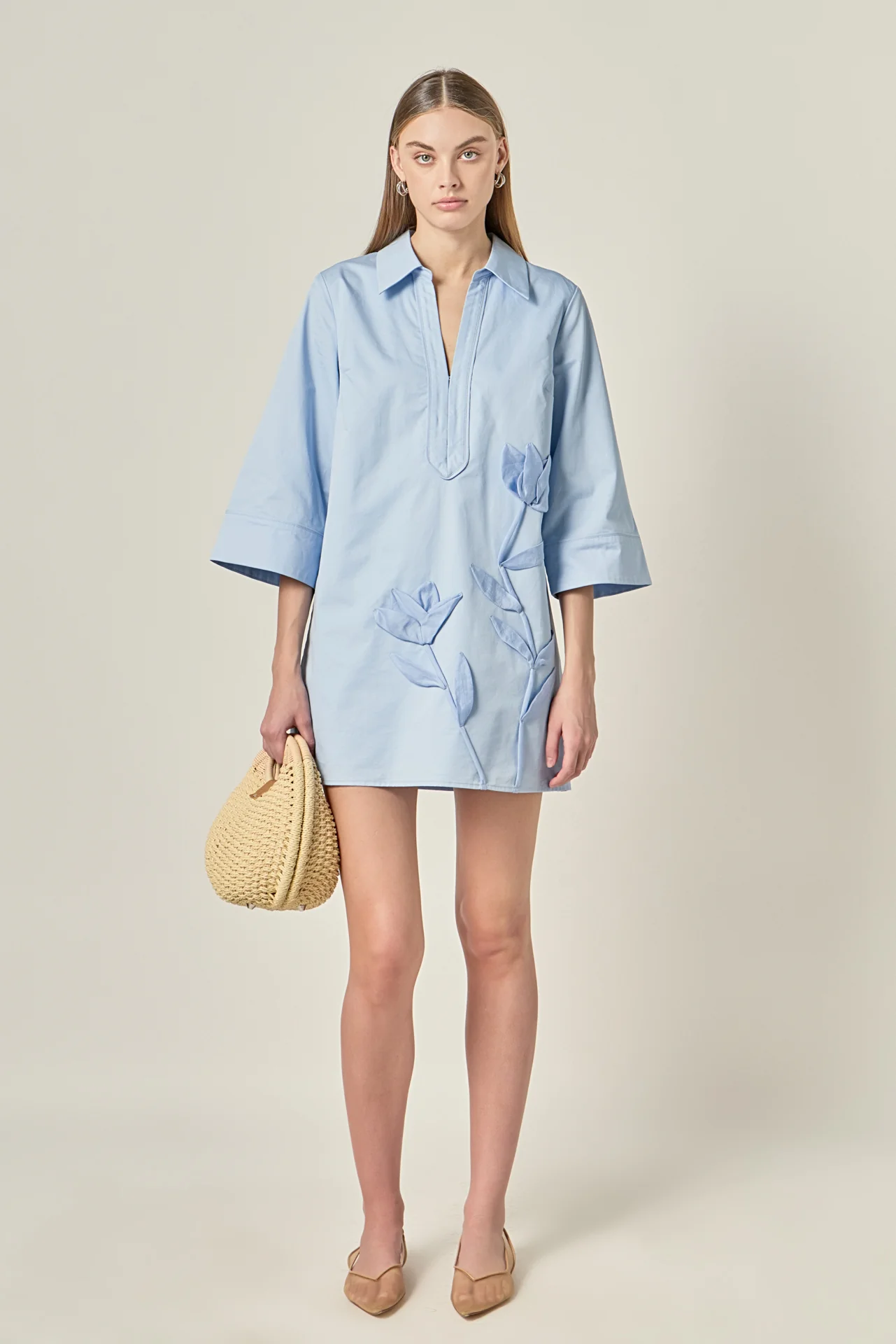 Floral Applique Shirt Mini Dress - Image 10