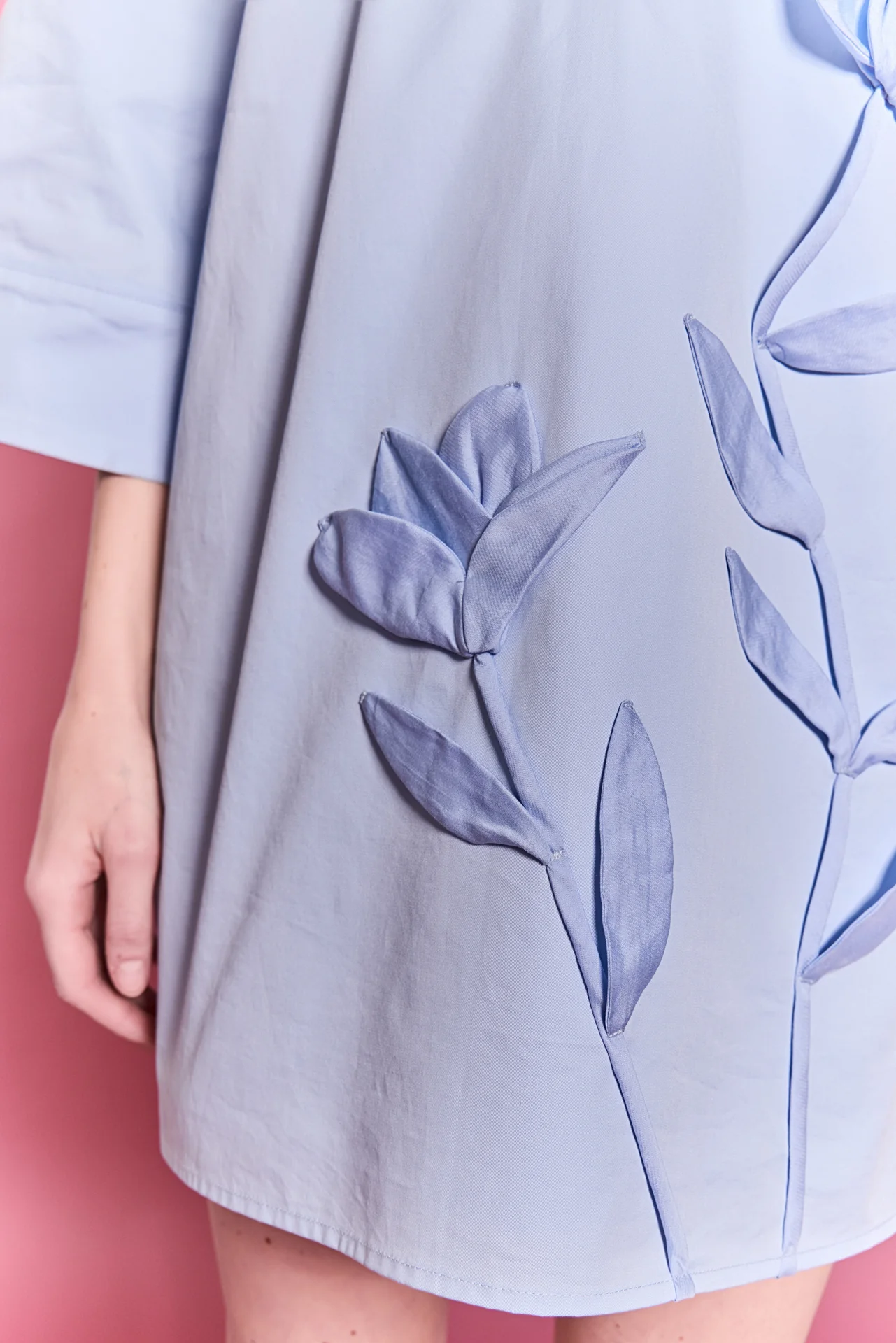 Floral Applique Shirt Mini Dress - Image 3