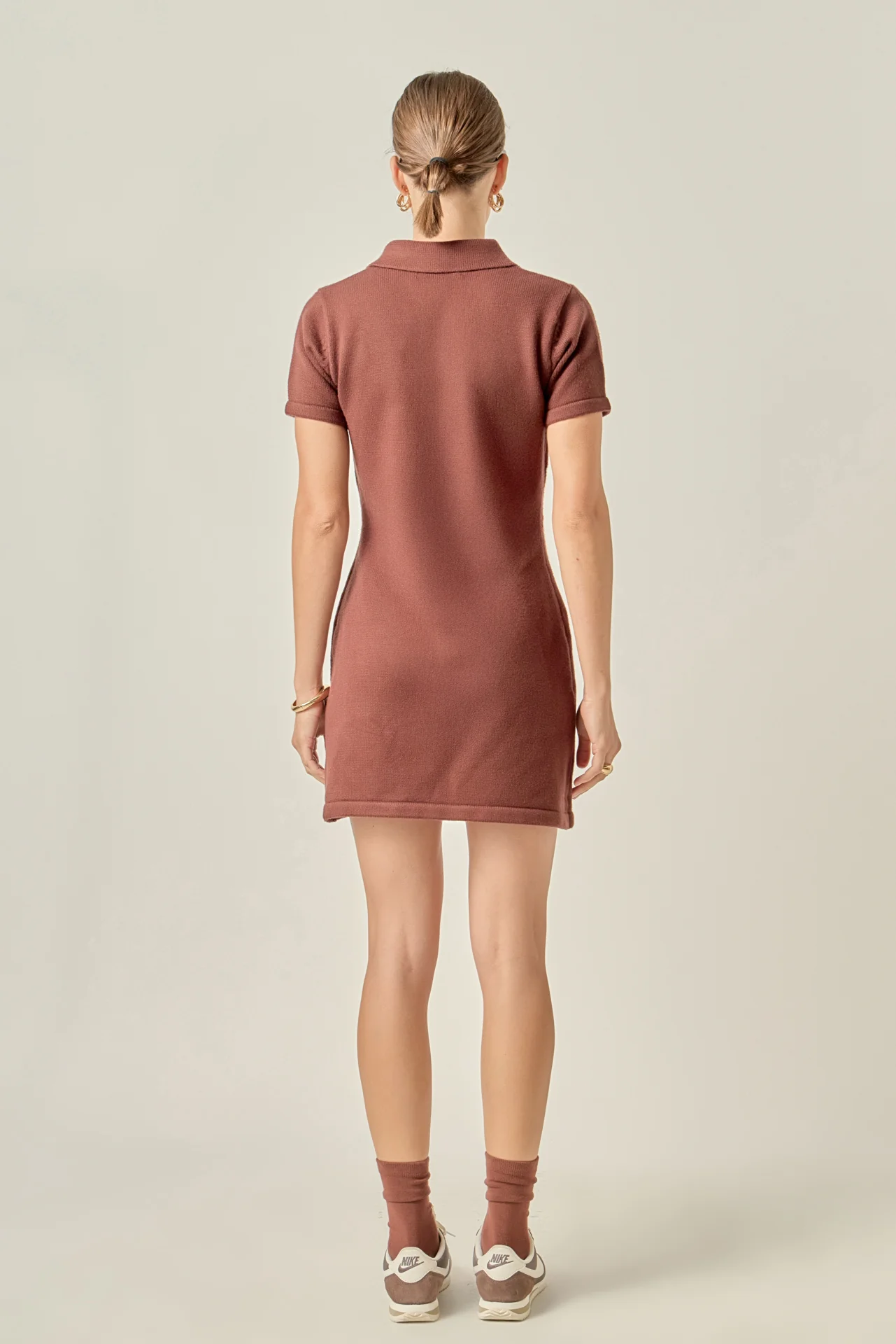 Argyle Knit Polo Mini Dress - Image 4