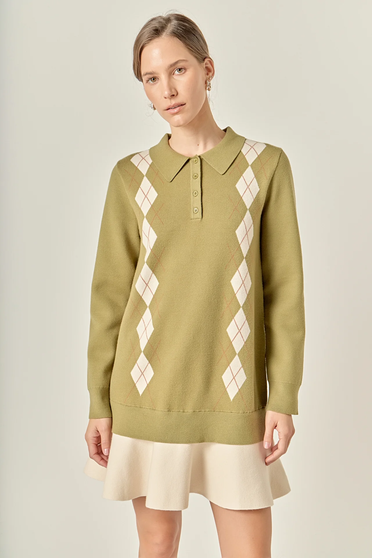 Argyle Polo Knit Dress - Image 10