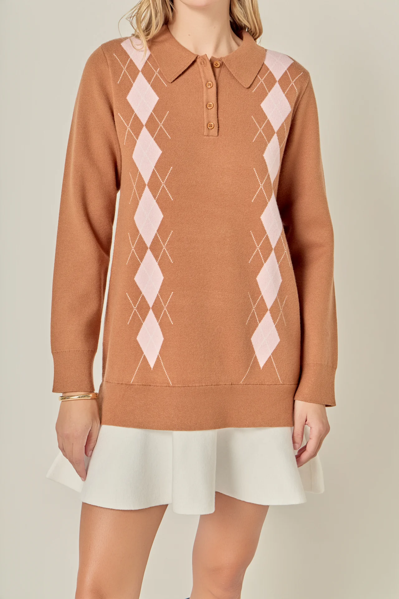 Argyle Polo Knit Dress - Image 2