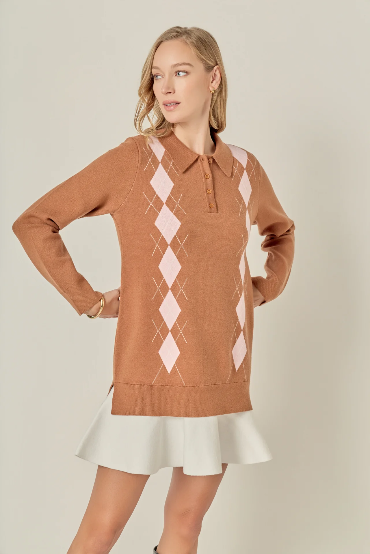 Argyle Polo Knit Dress - Image 5