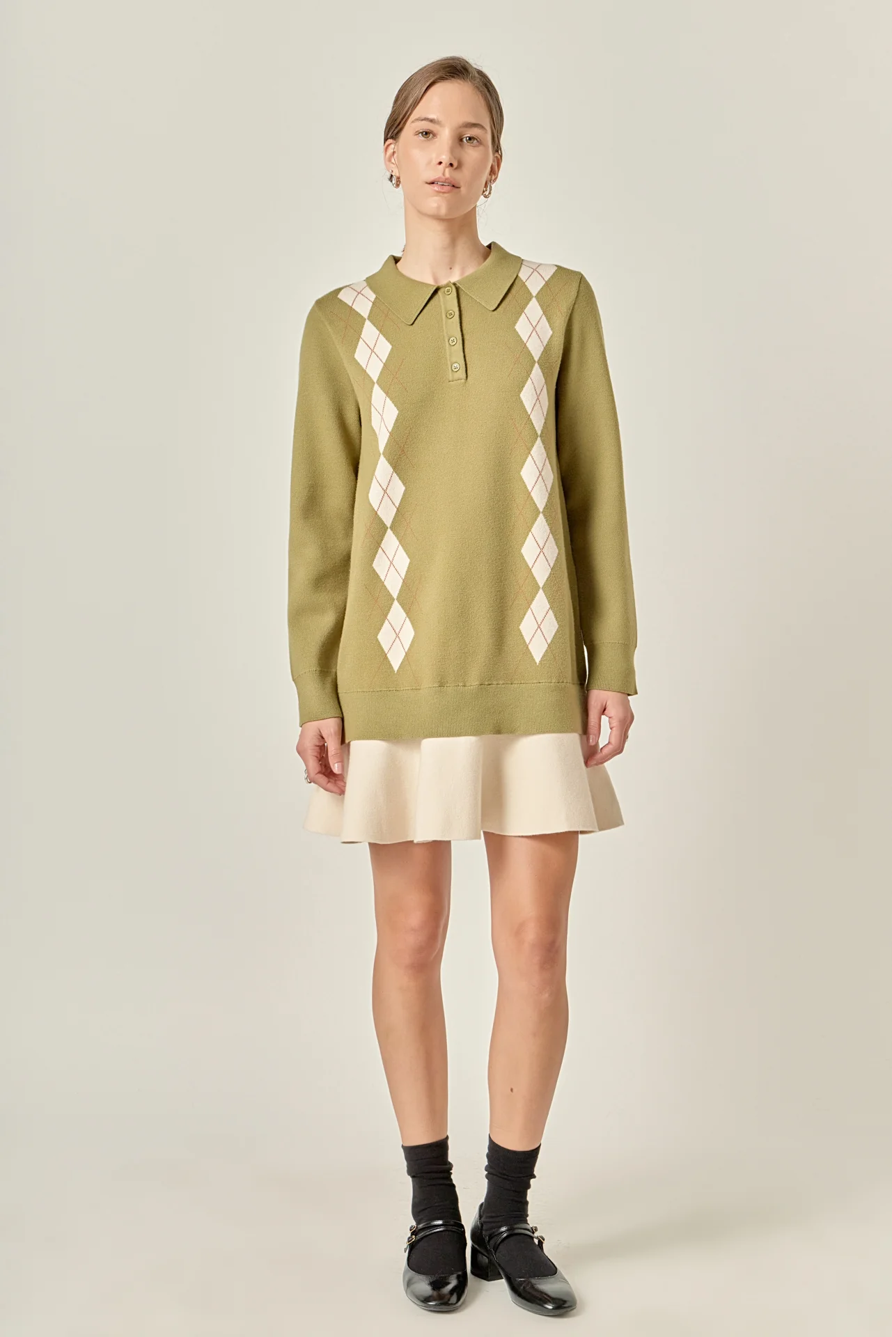Argyle Polo Knit Dress - Image 6
