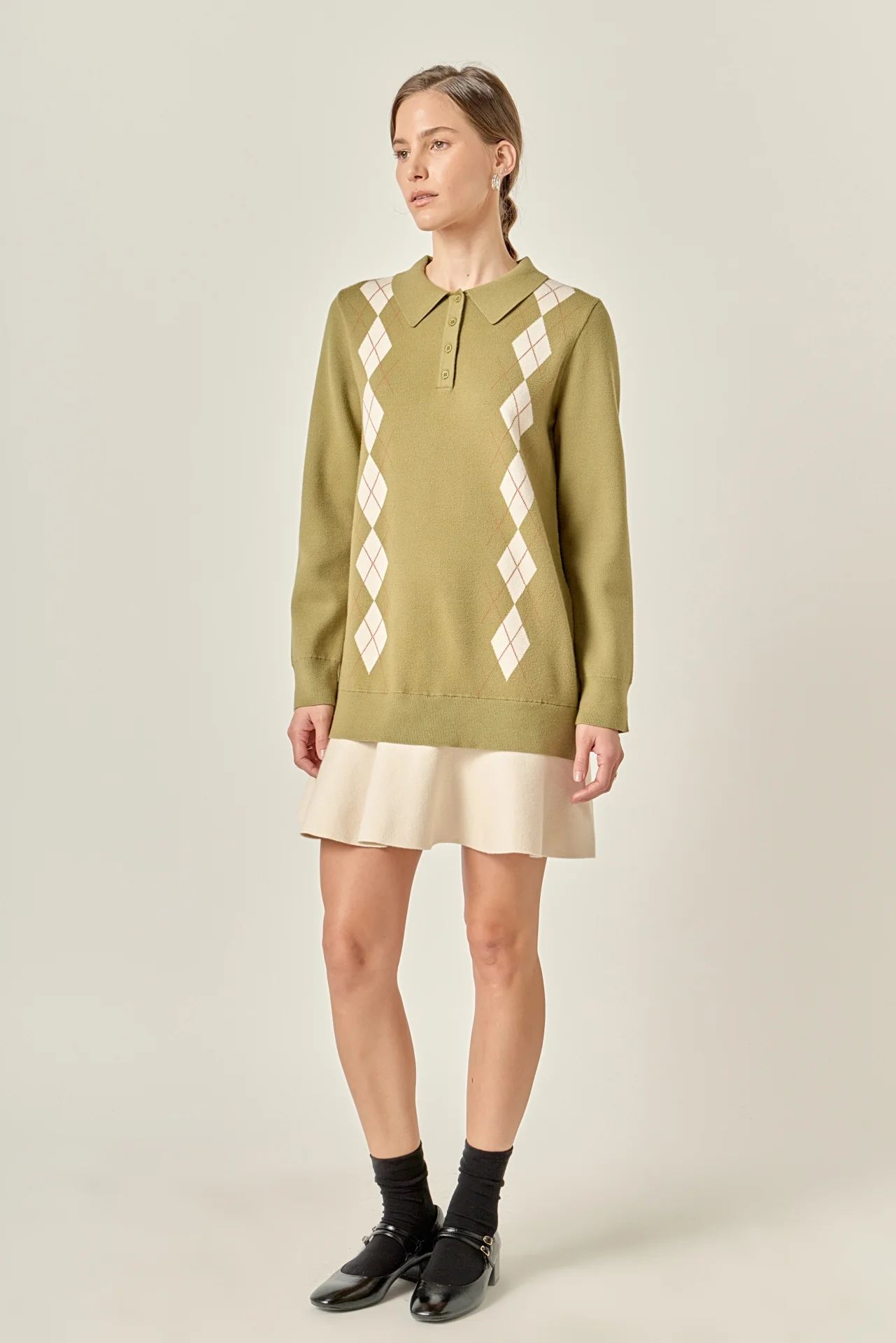 Argyle Polo Knit Dress - Image 8