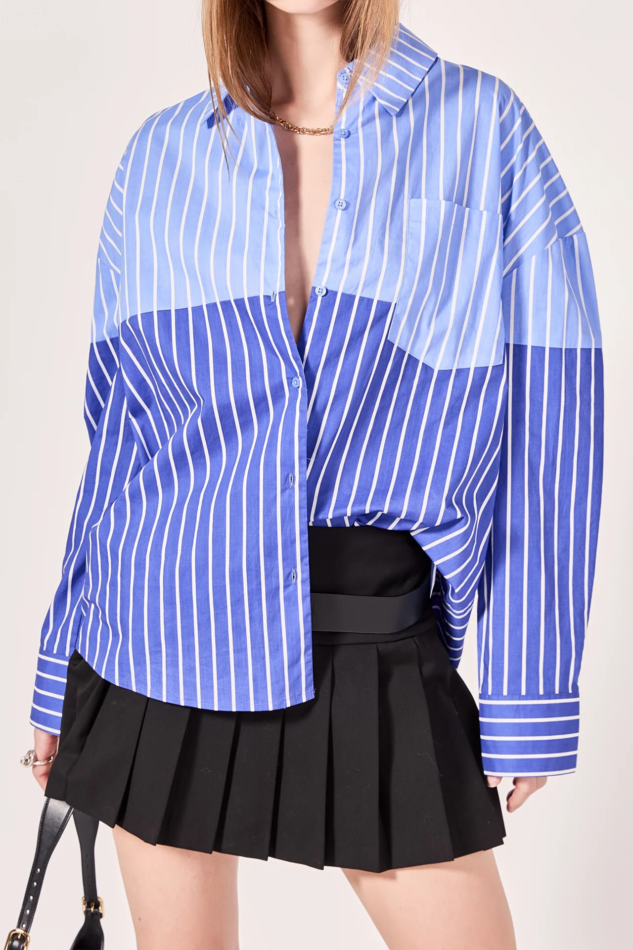 Colorblock Stripe Oversized Shirt - Image 2