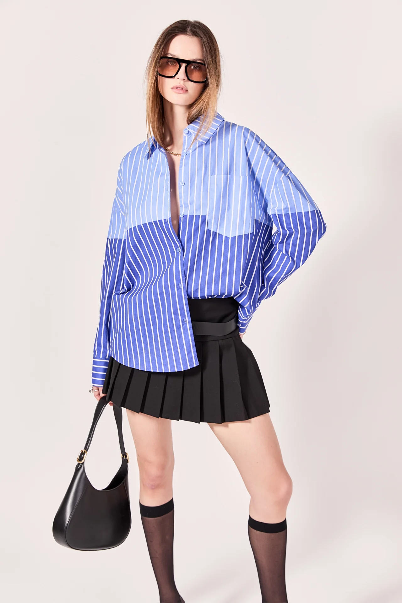 Colorblock Stripe Oversized Shirt - Image 5