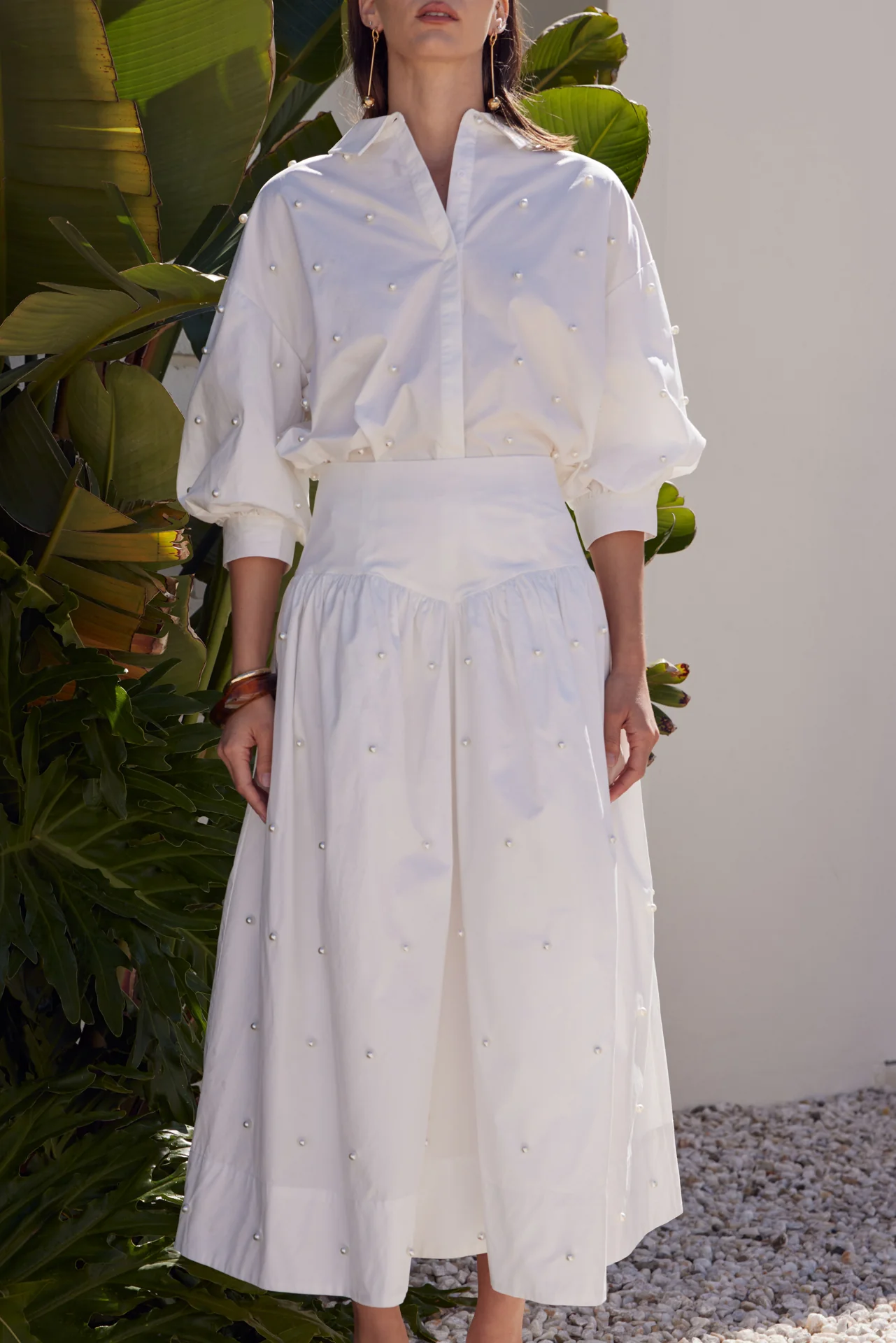 Pearl Embellished Balloon Sleeve Blouse - Image 2