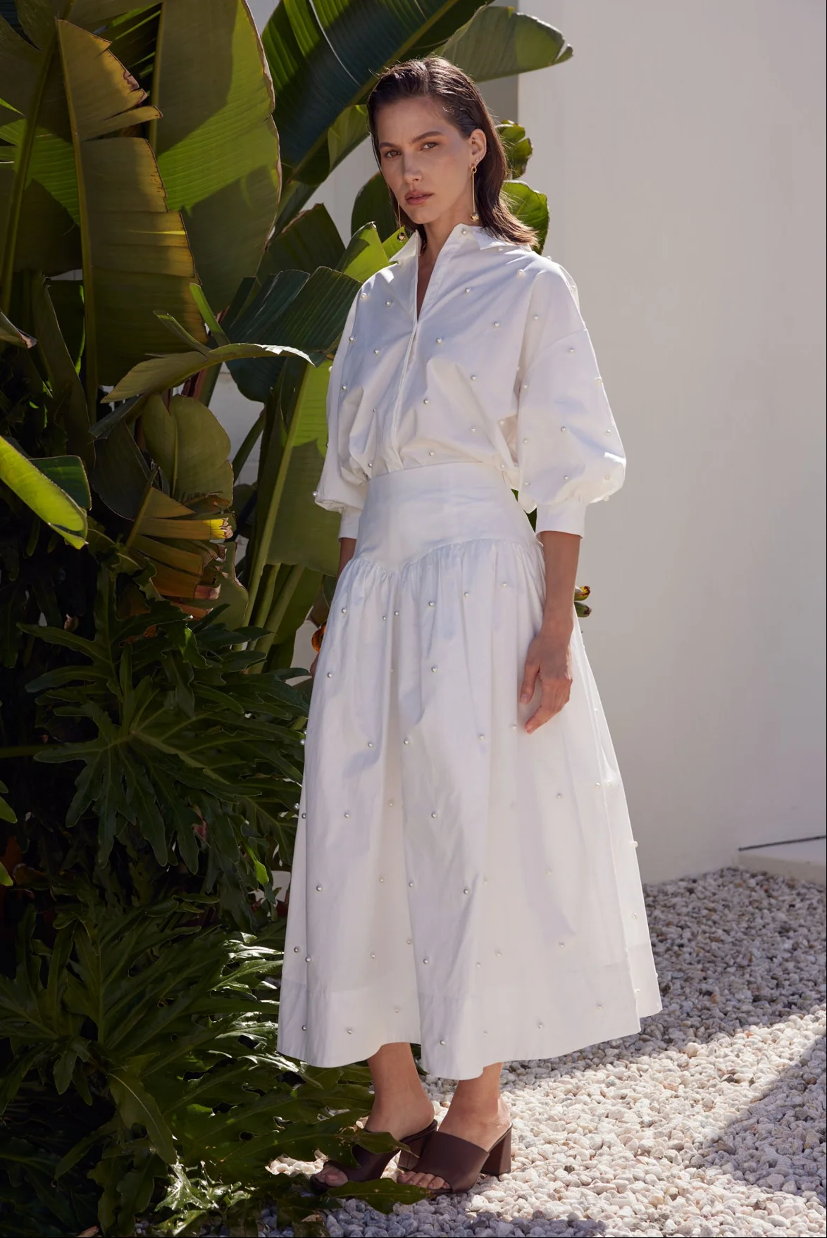 Pearl Embellished Balloon Sleeve Blouse - Image 3