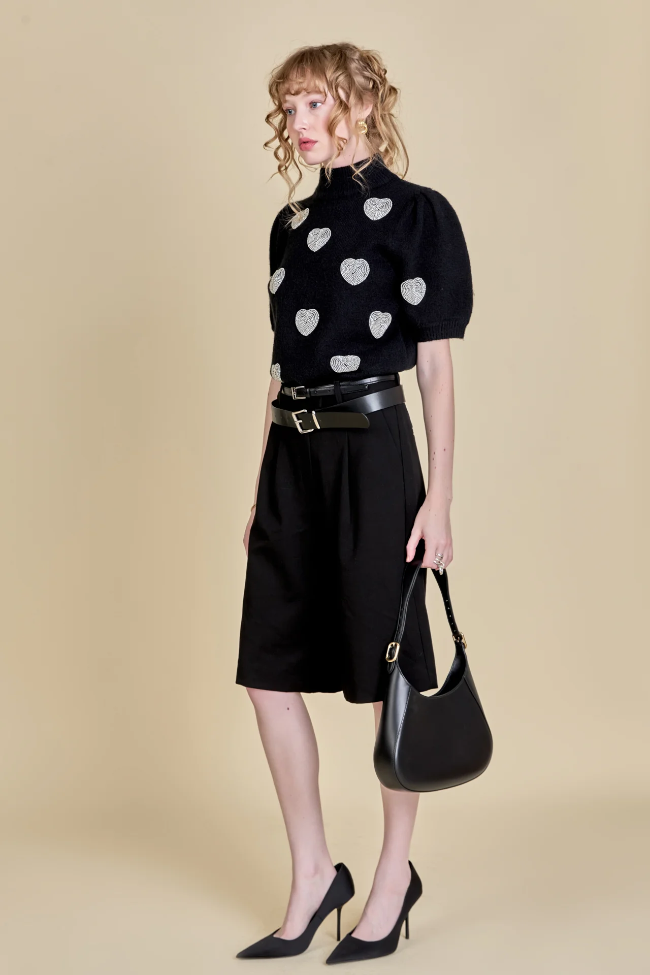 Beaded Heart Puff Sleeve Knit - Image 3