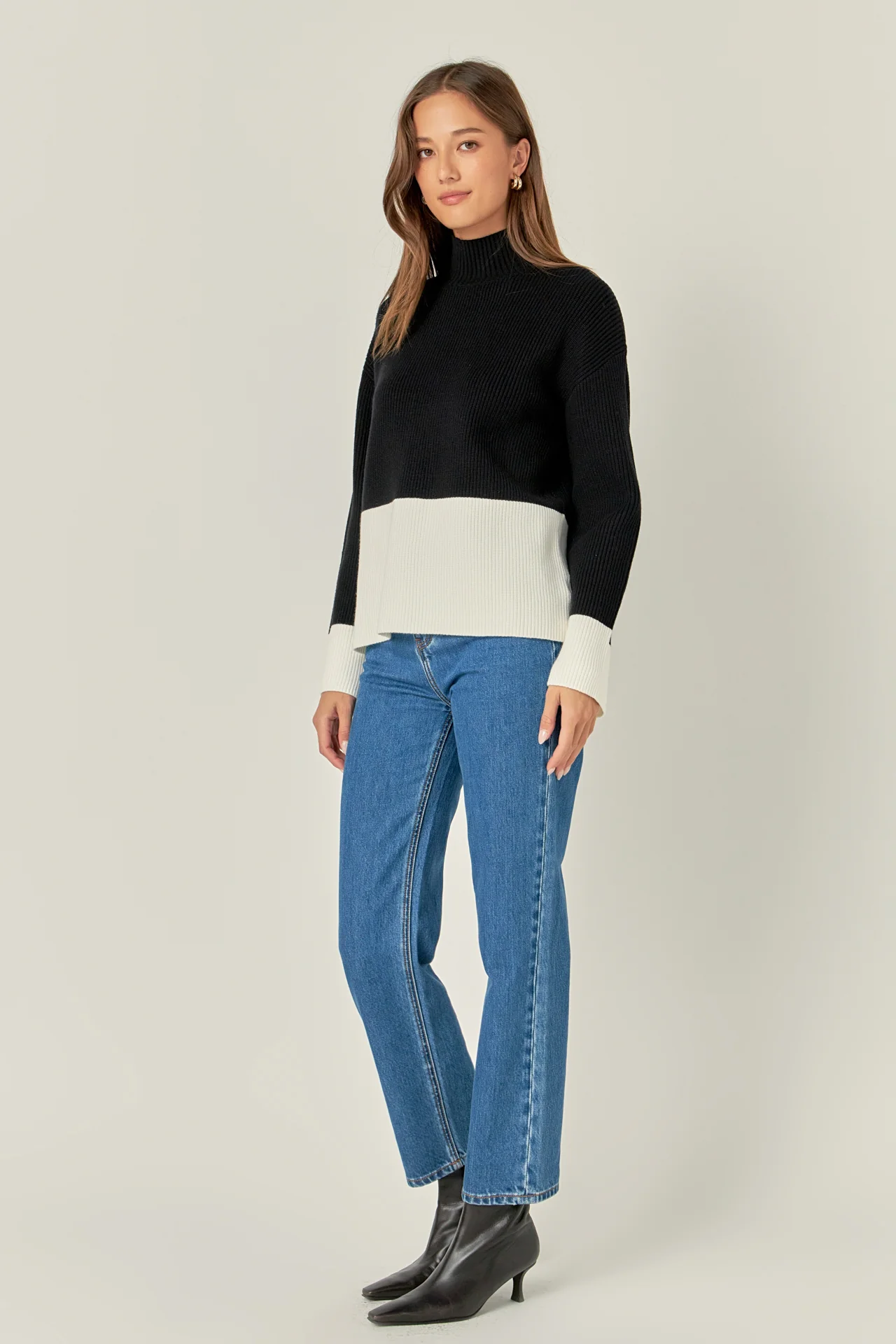 Bicolor High Collar Sweater - Image 3
