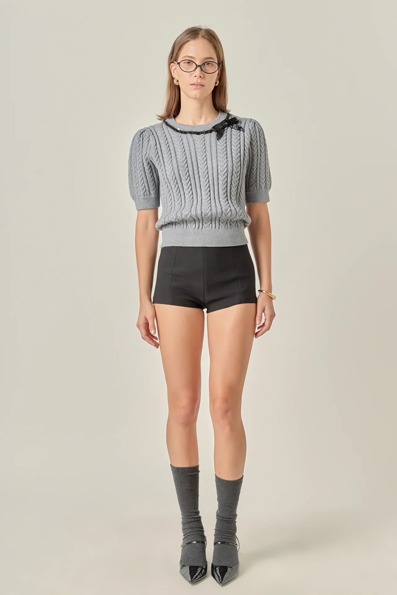 Clara Bow Puff Sleeve Knit Top - Image 3