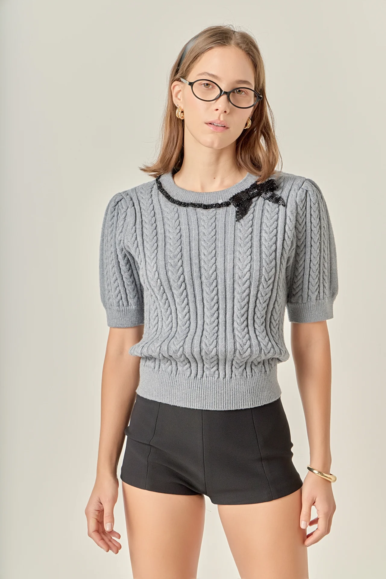 Clara Bow Puff Sleeve Knit Top - Image 5