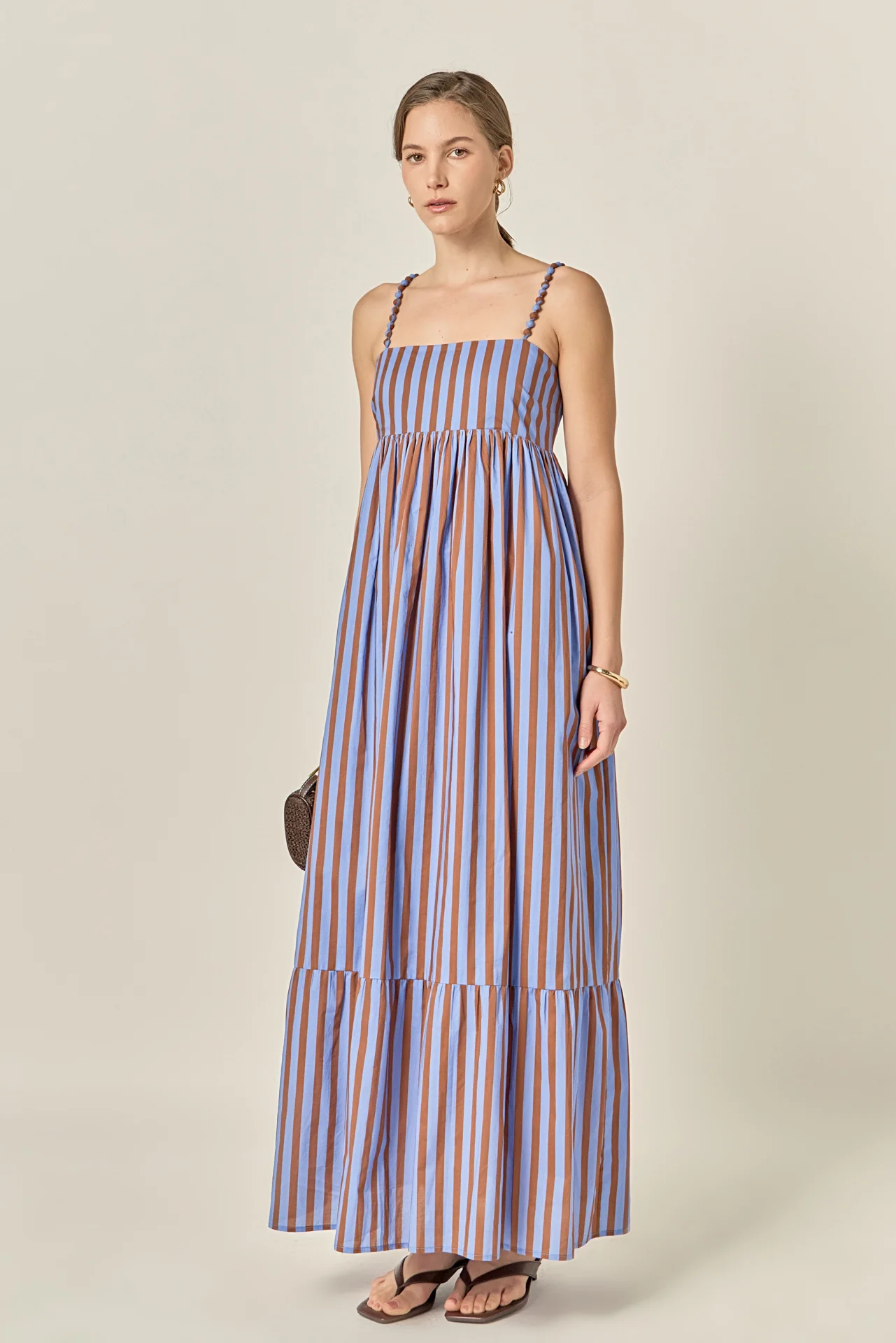 Bold Stripe Beaded Strap Maxi Dress - Image 5