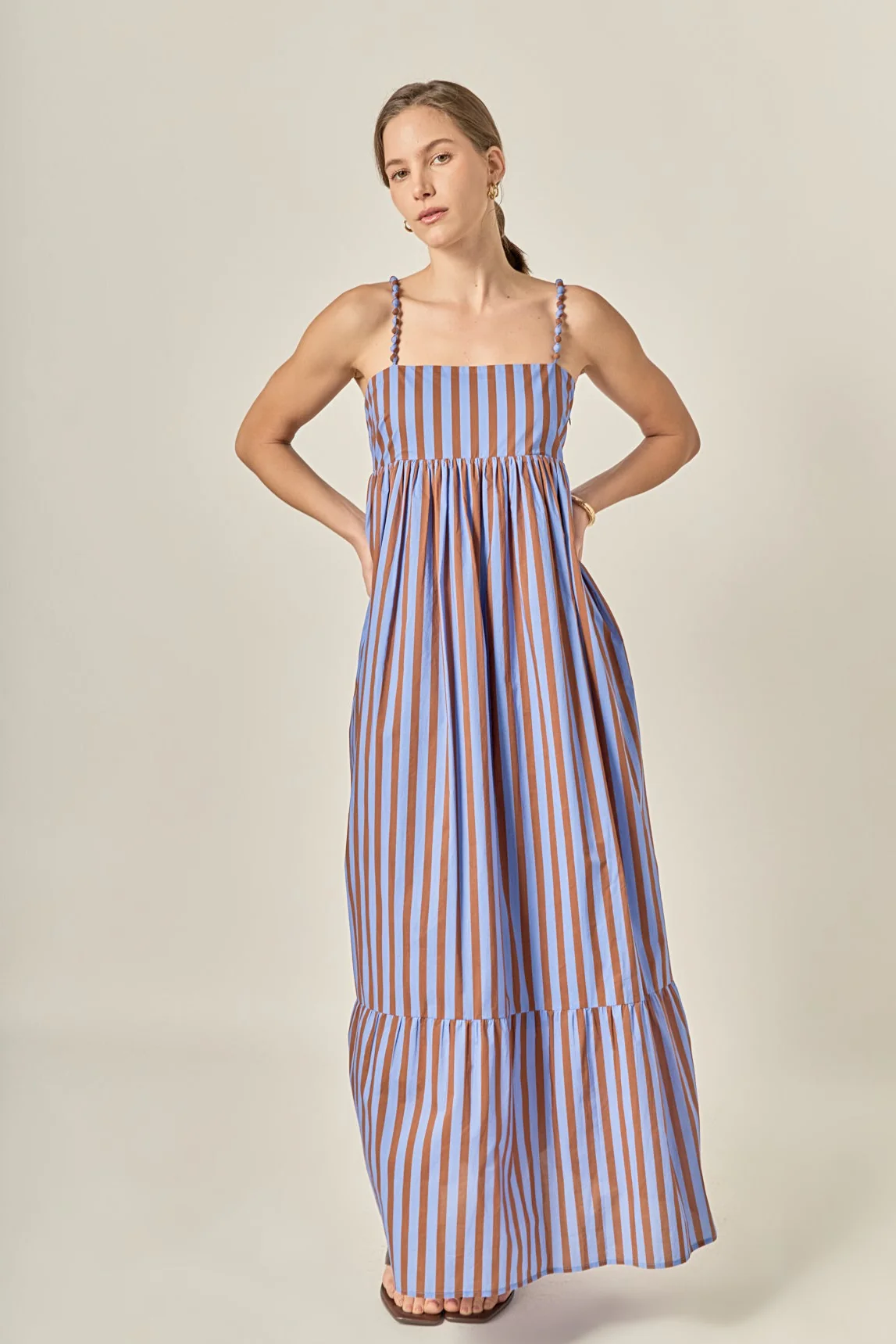 Bold Stripe Beaded Strap Maxi Dress - Image 7