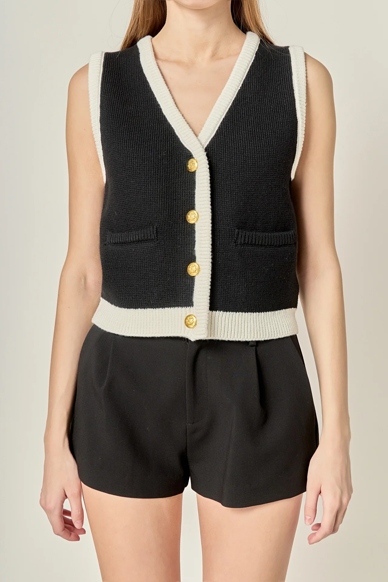 Linda Black and White Knit Vest - Image 2