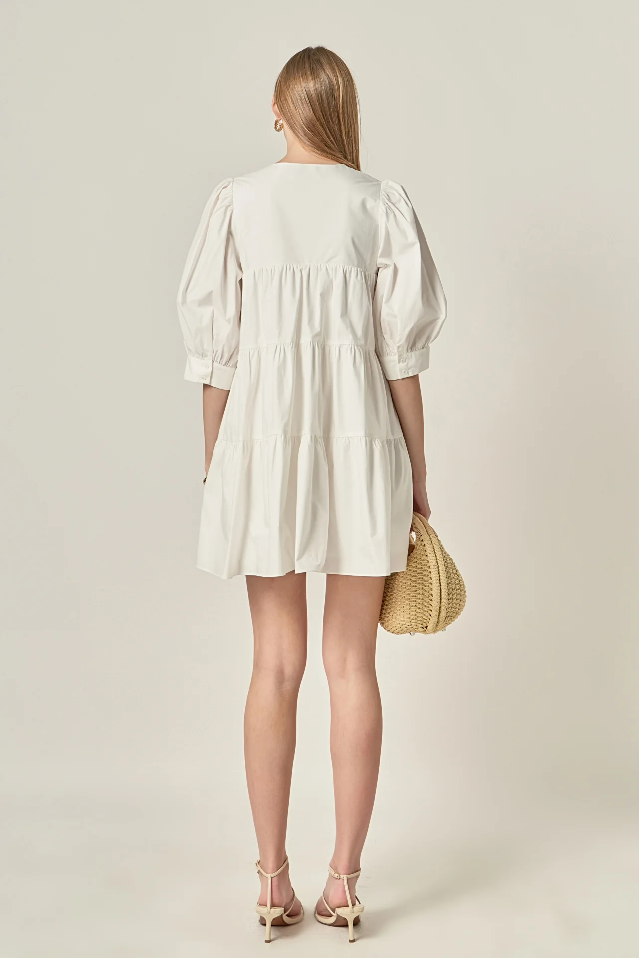 Blouson Sleeve Poplin Mini Dress - Image 4