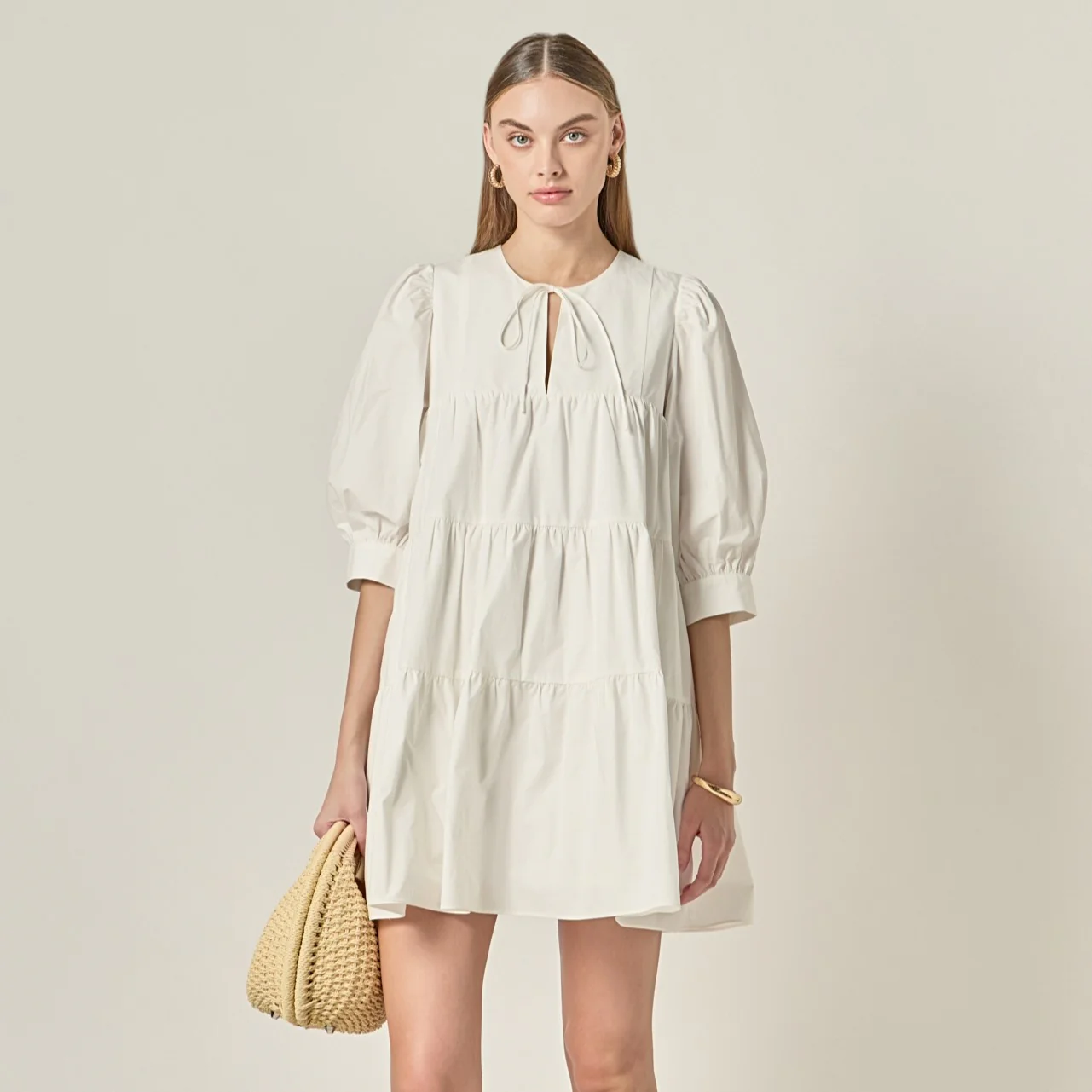 Blouson Sleeve Poplin Mini Dress - Image 7