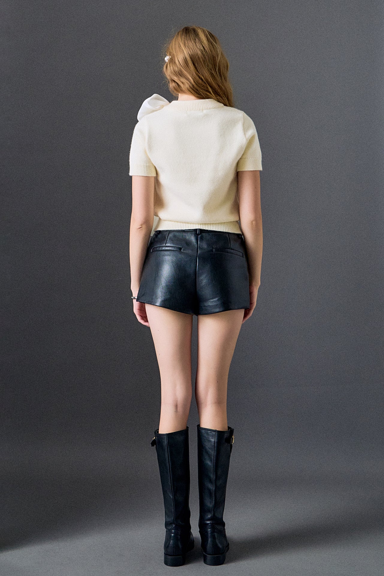 Bow Accent Puff Sleeve Knit Top - Image 5