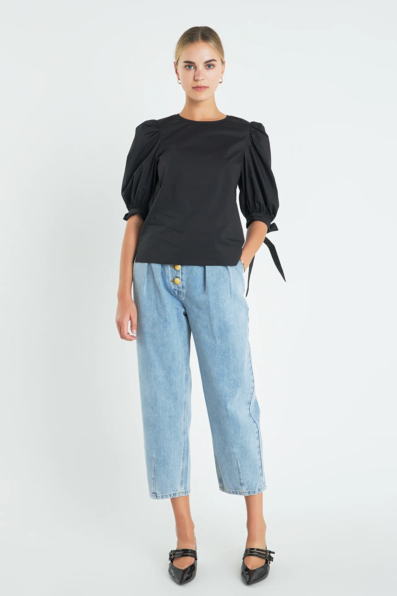 Bow Banded Puff Sleeve Blouse - Image 11