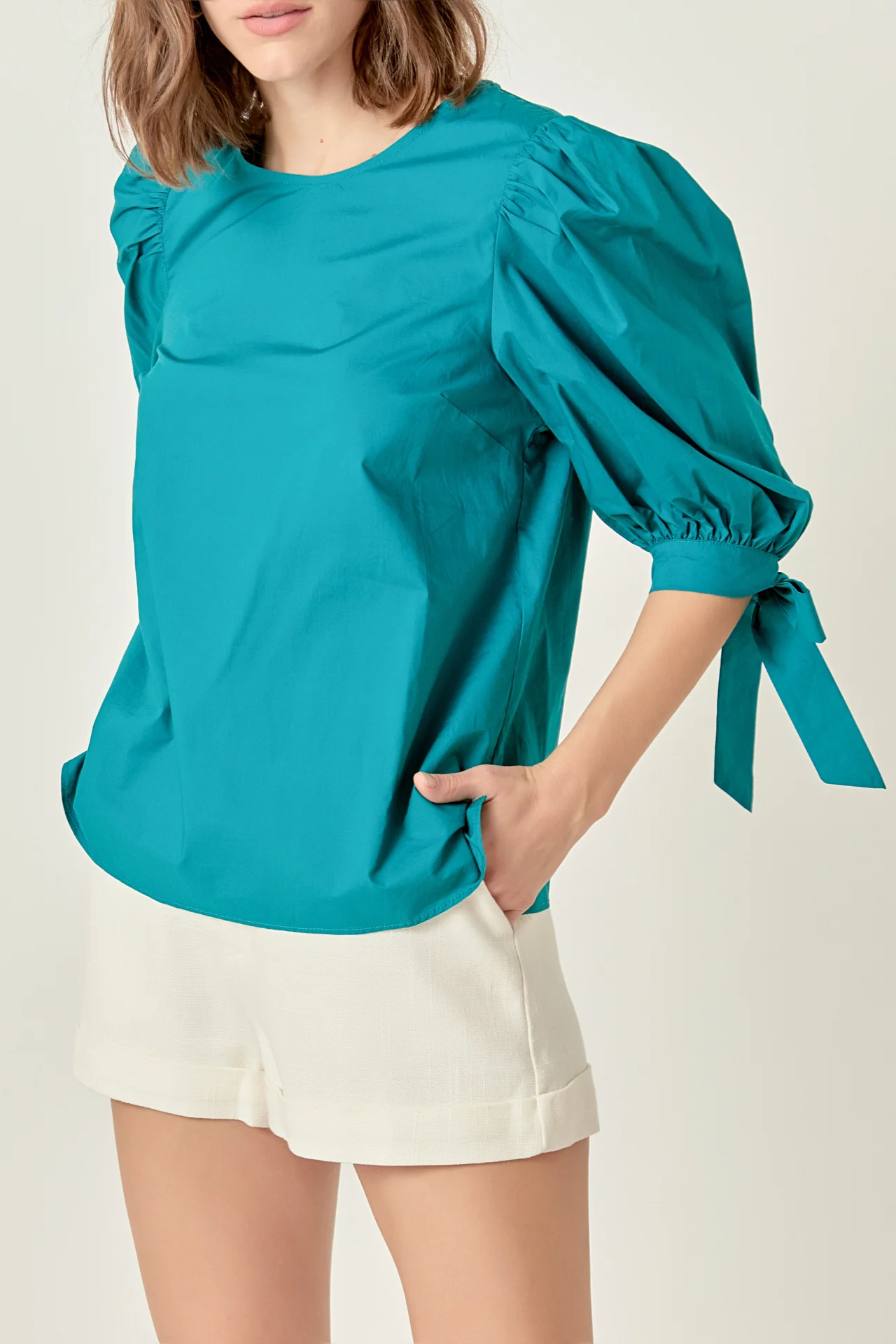 Bow Banded Puff Sleeve Blouse - Image 2