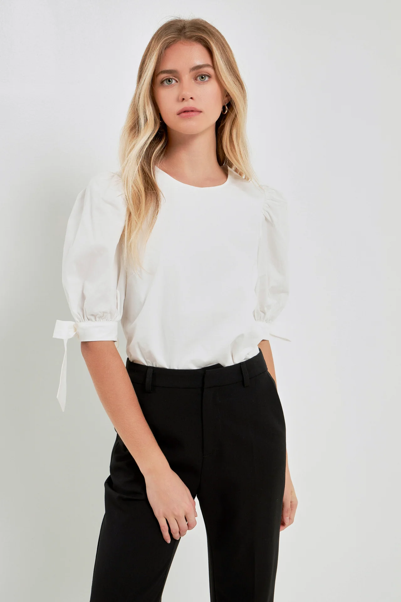 Bow Banded Puff Sleeve Blouse - Image 20