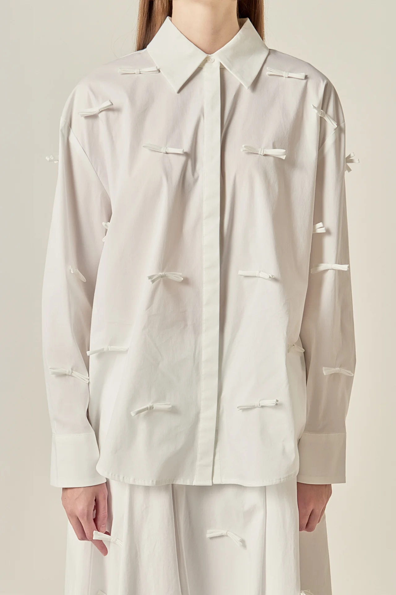 Bow Detailed Drop Shoulder Shirt - Image 2