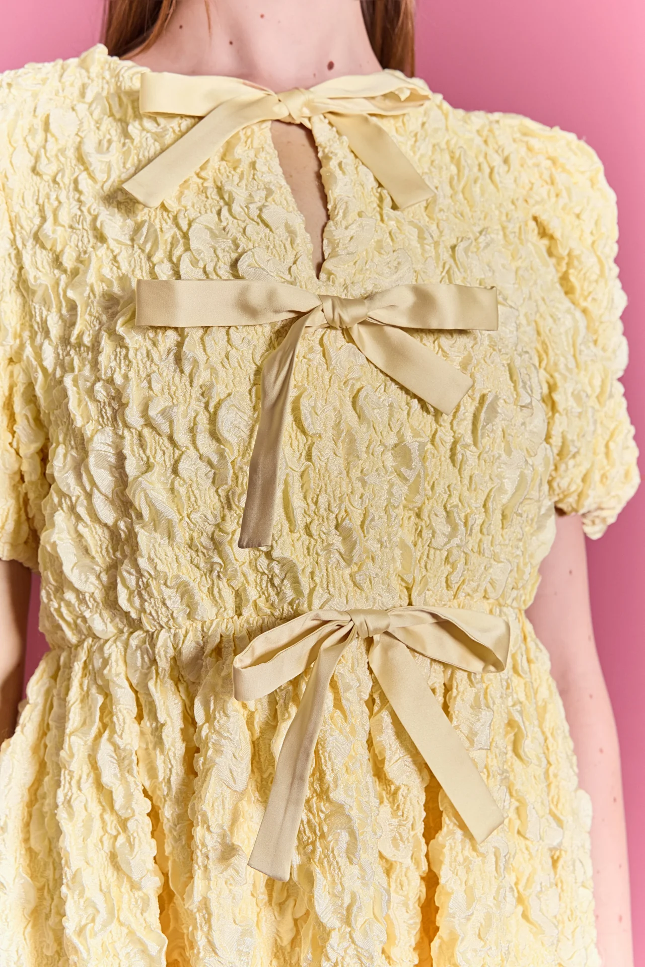 Bow Detailed Puff Sleeve Mini Dress - Image 3