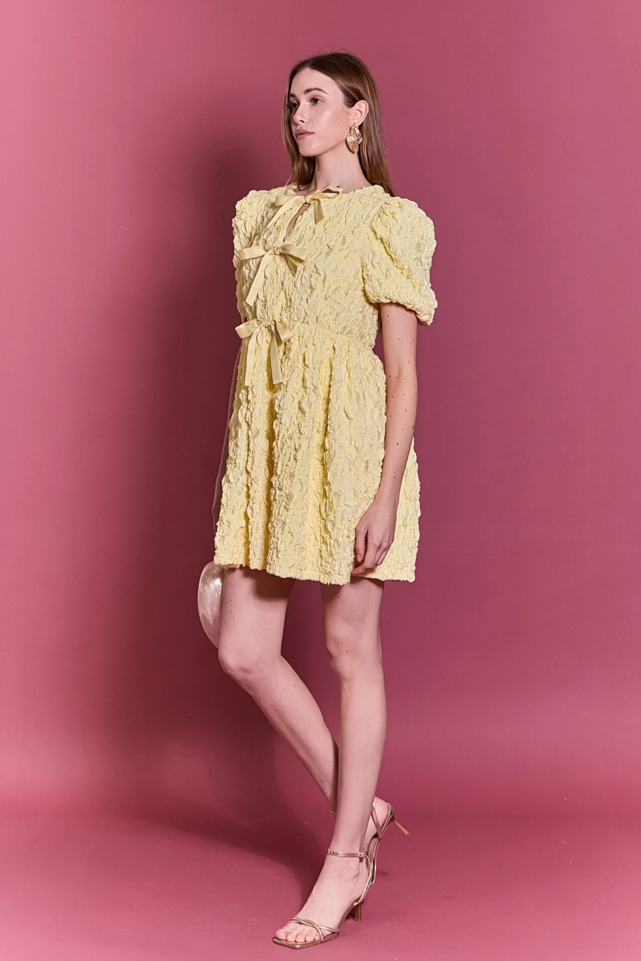 Bow Detailed Puff Sleeve Mini Dress - Image 4