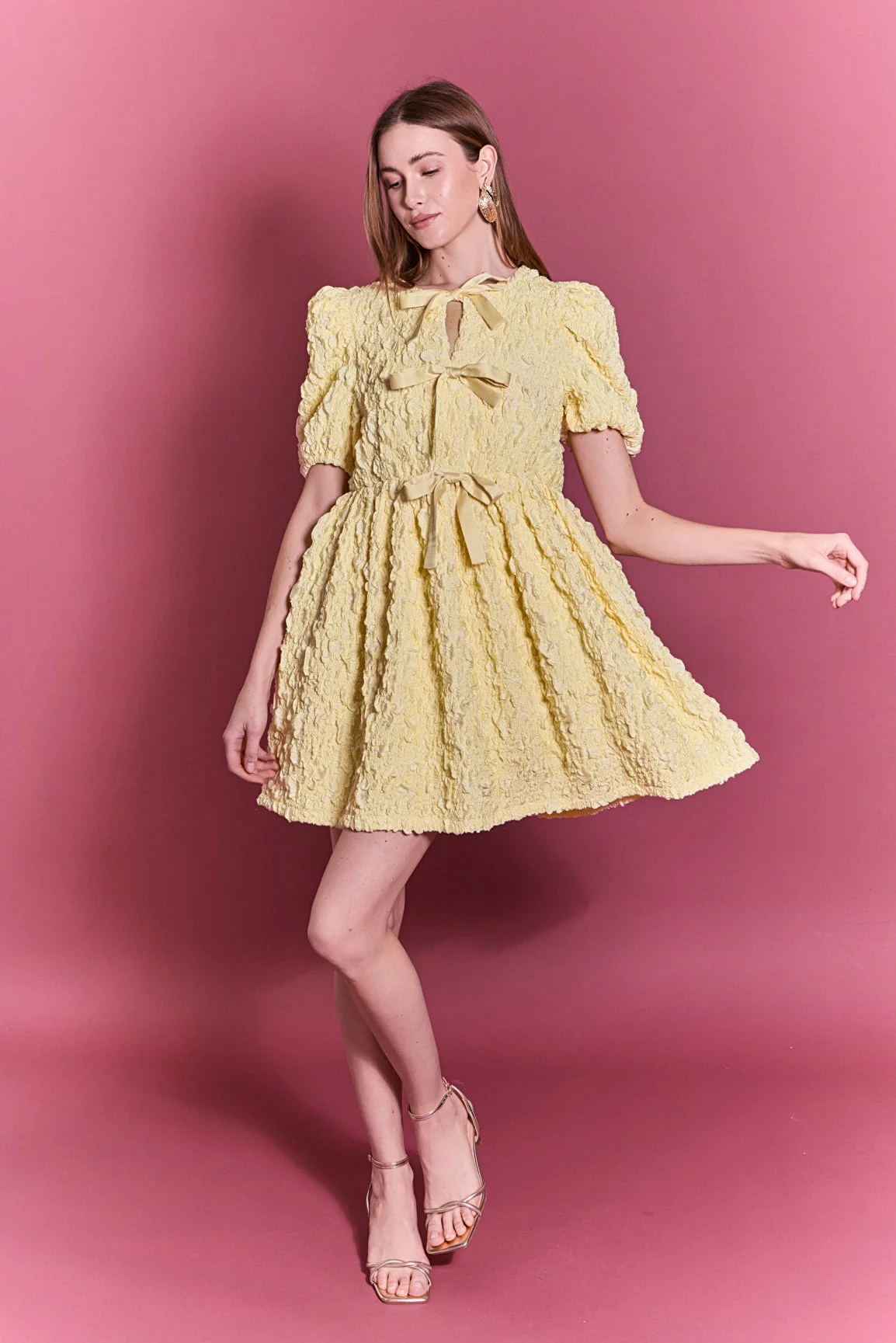 Bow Detailed Puff Sleeve Mini Dress - Image 7
