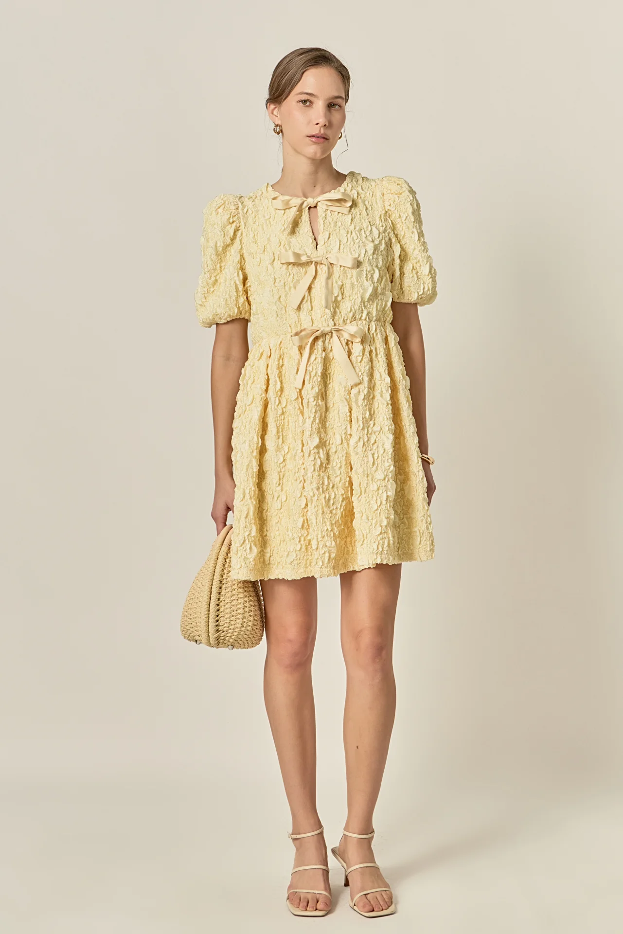 Bow Detailed Puff Sleeve Mini Dress - Image 9