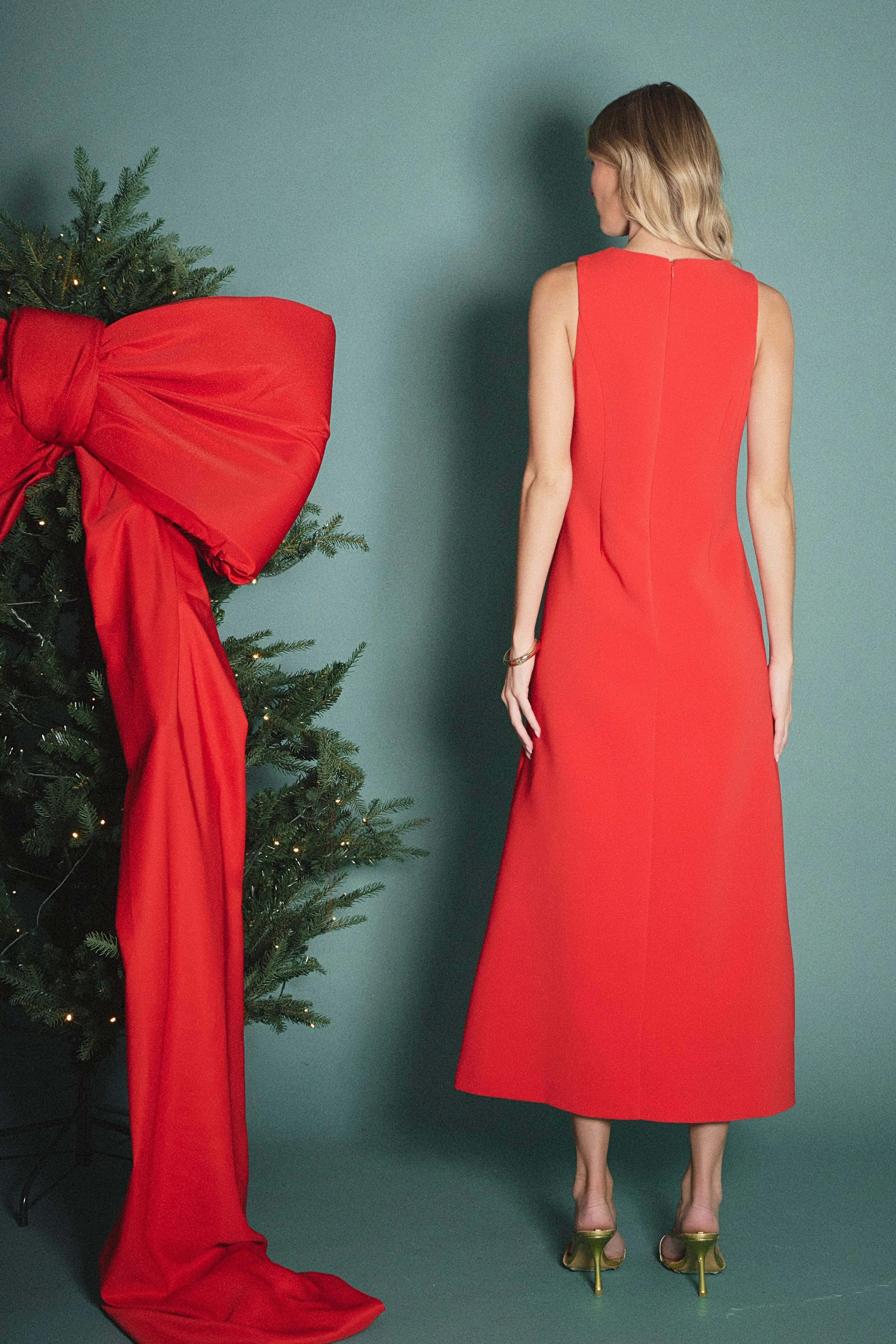 Bow Detailed Sleeveless Midi Dress - Image 4